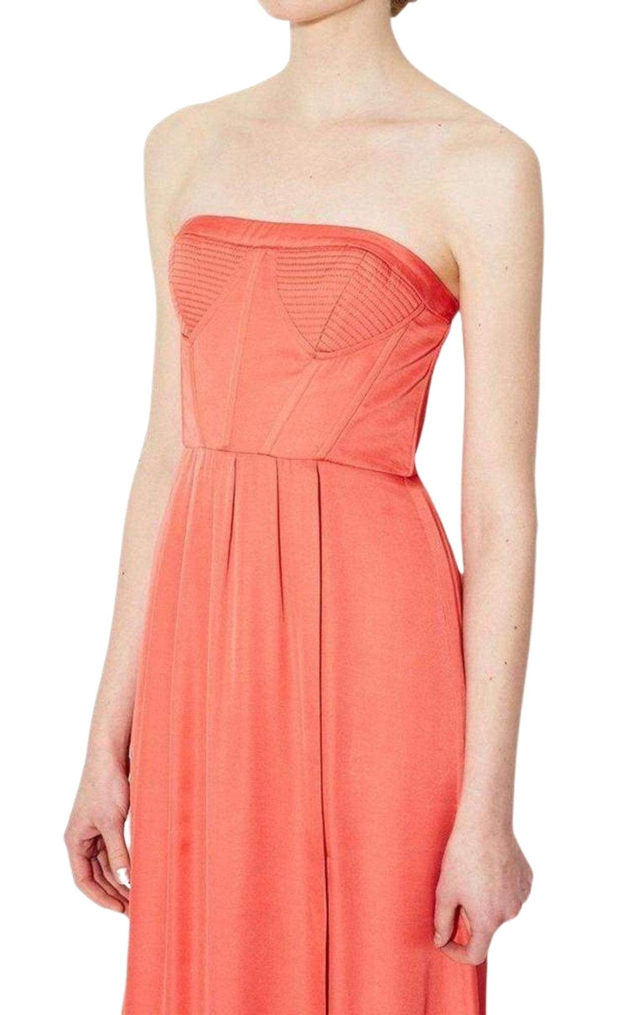 BCBGMAXAZRIA Strapless Fitted Bustier Slit Dress - Runway Catalog