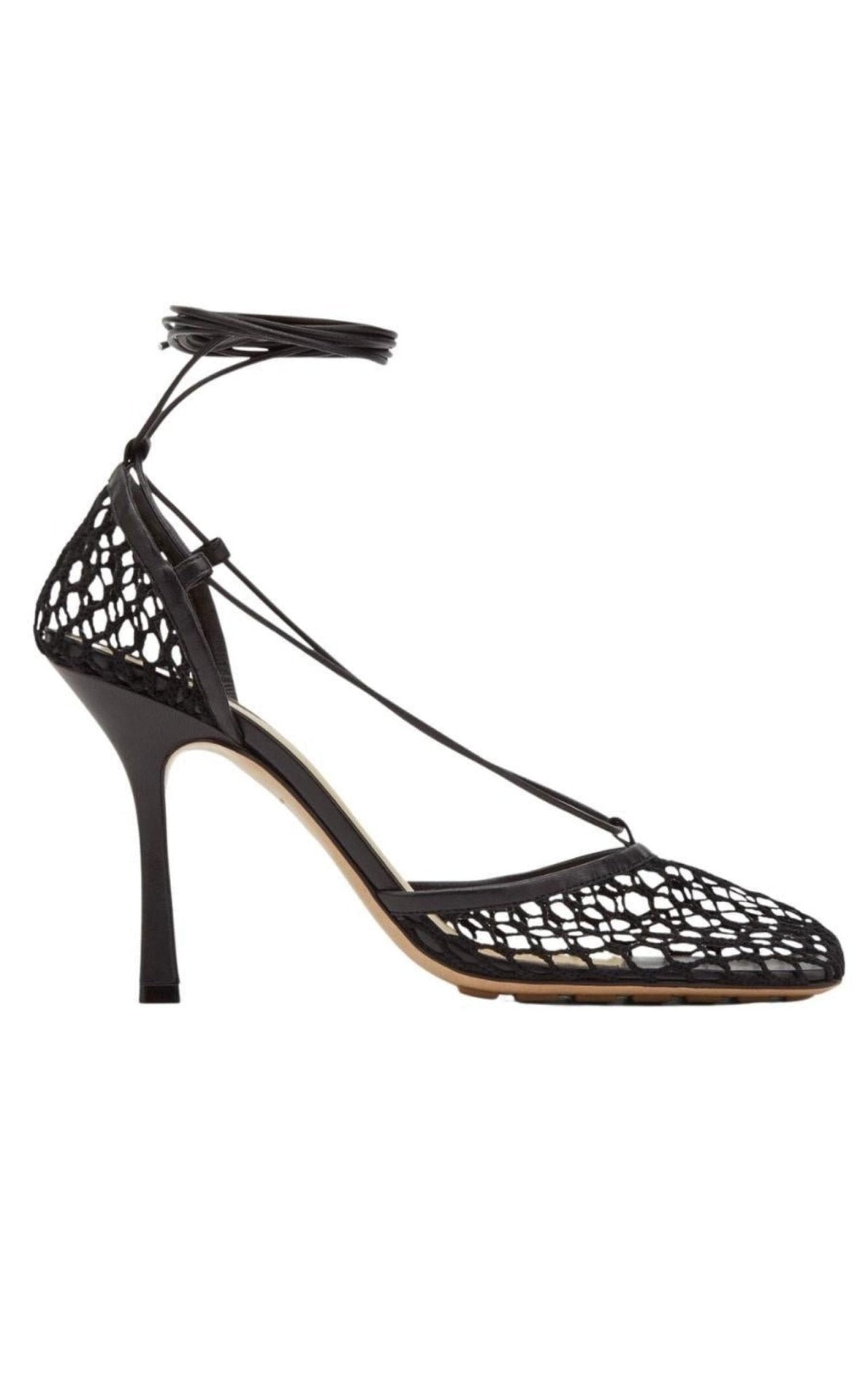 Bottega Veneta Fishnet Mesh Leather Sandal - Runway Catalog, image size:1278x2048