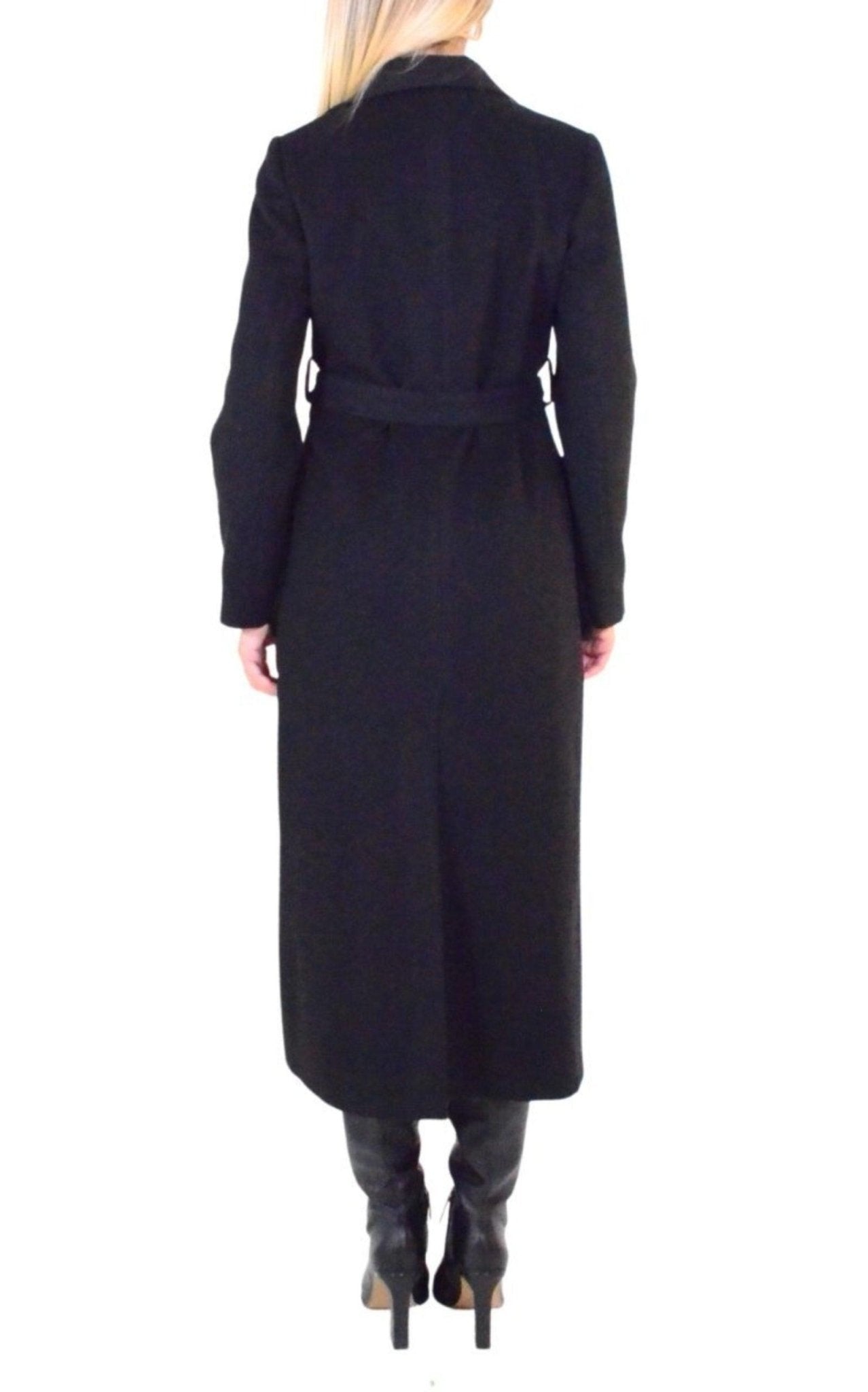 Cult Moda Black Classic Coat with Faux Fur Pockets - Runway Catalog