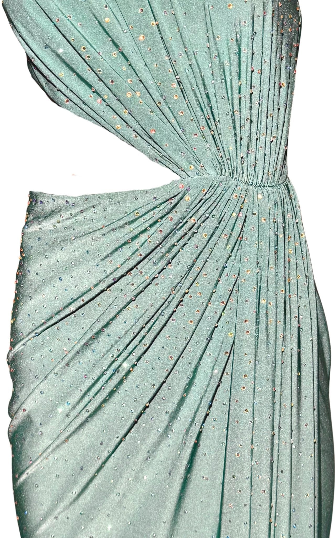 Cult Moda Crystal Embellished Cocktail Dress - Cutout Green - Runway Catalog