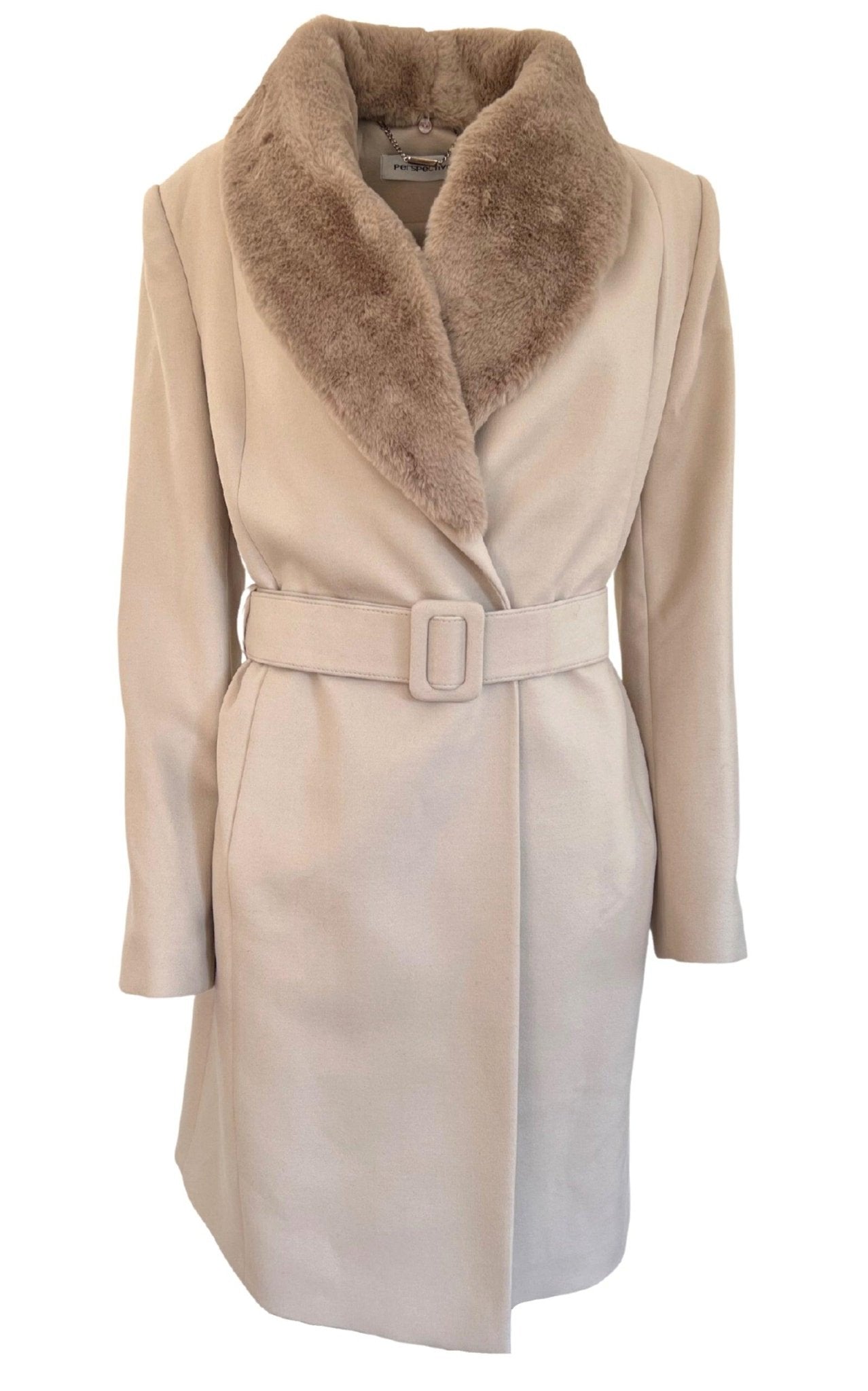 Cult Moda Faux Fur Collar Wrap Trench Coat - Runway Catalog