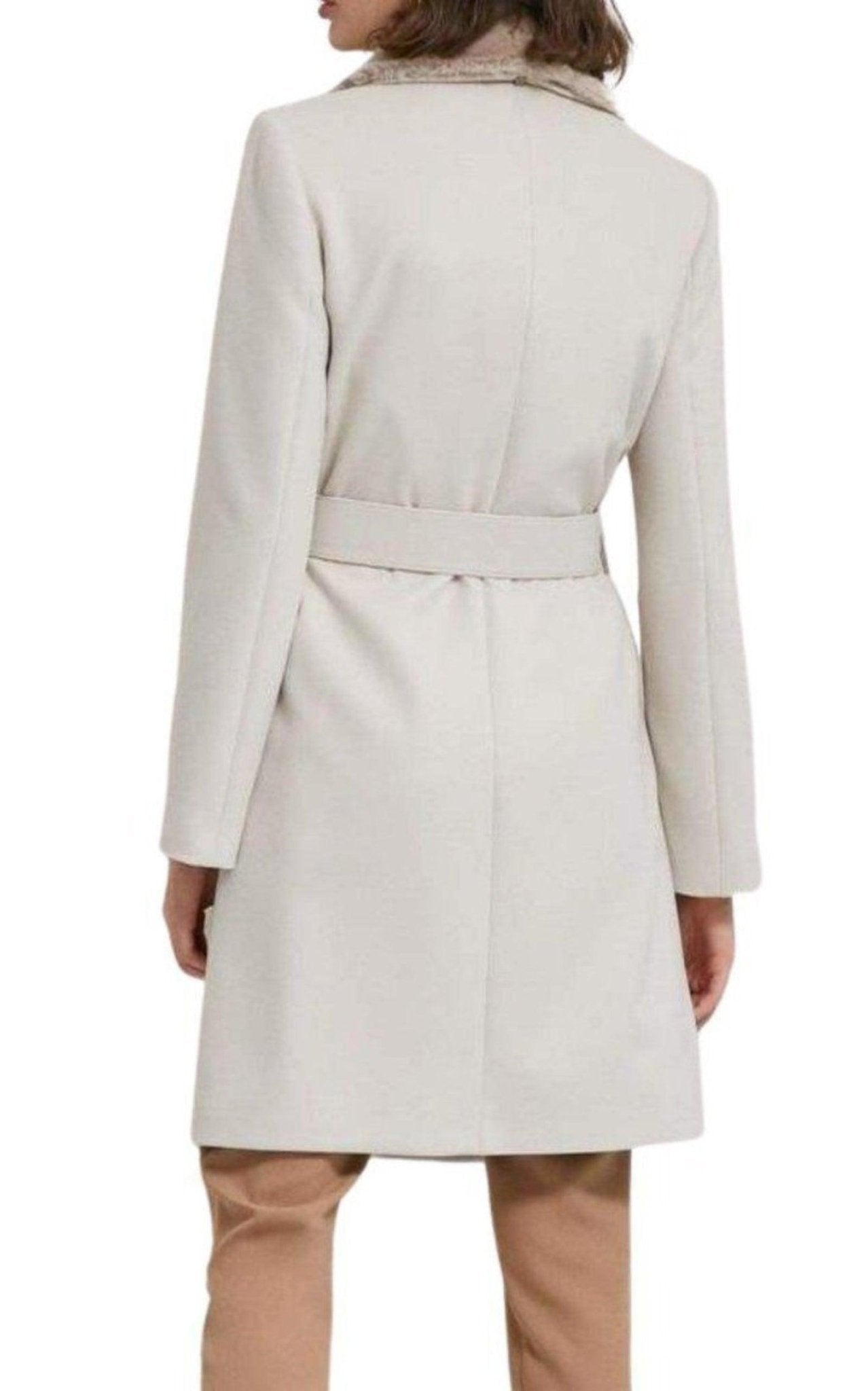 Cult Moda Faux Fur Collar Wrap Trench Coat - Runway Catalog