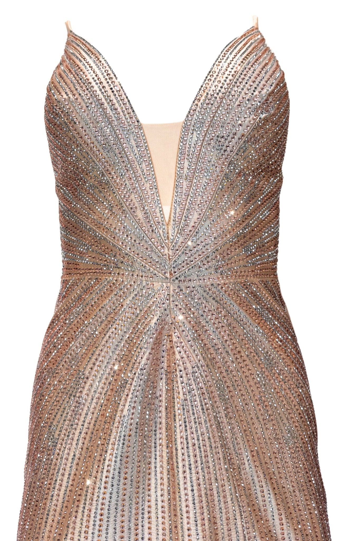 Cult Moda Gold Formal Dress with Rhinestone V Plunge Neckline Fitted Mermaid Leg Split - Runway Catalog