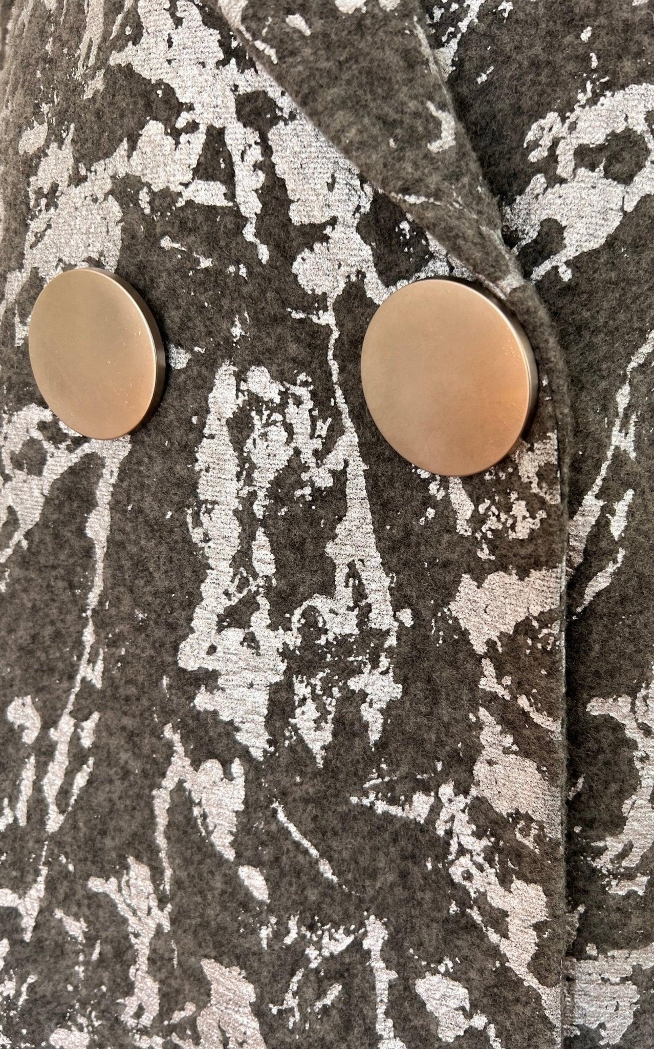 Cult Moda Silver Print Wool Blend Trench Coat - Runway Catalog