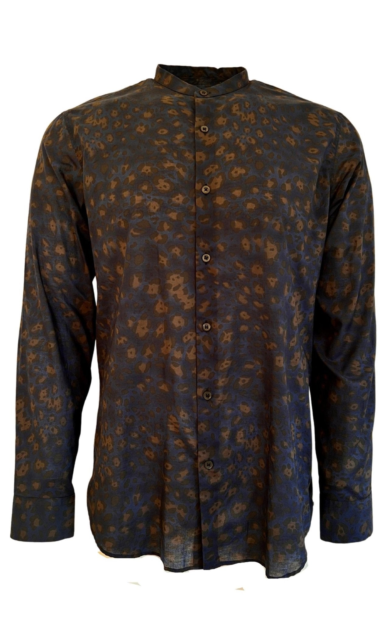 Dries Van Noten Navy Print Cotton Shirt - Runway Catalog