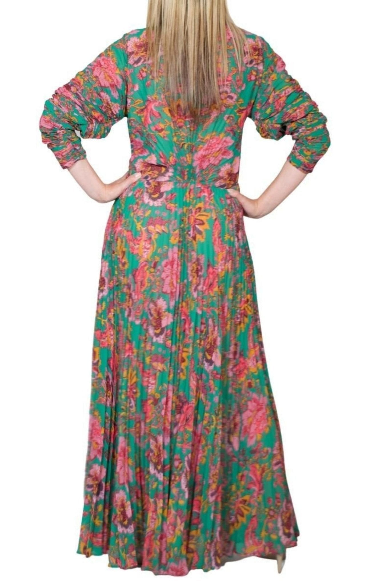 Etro Ying Yang Micro - Print Pleated Chiffon Gown - Runway Catalog