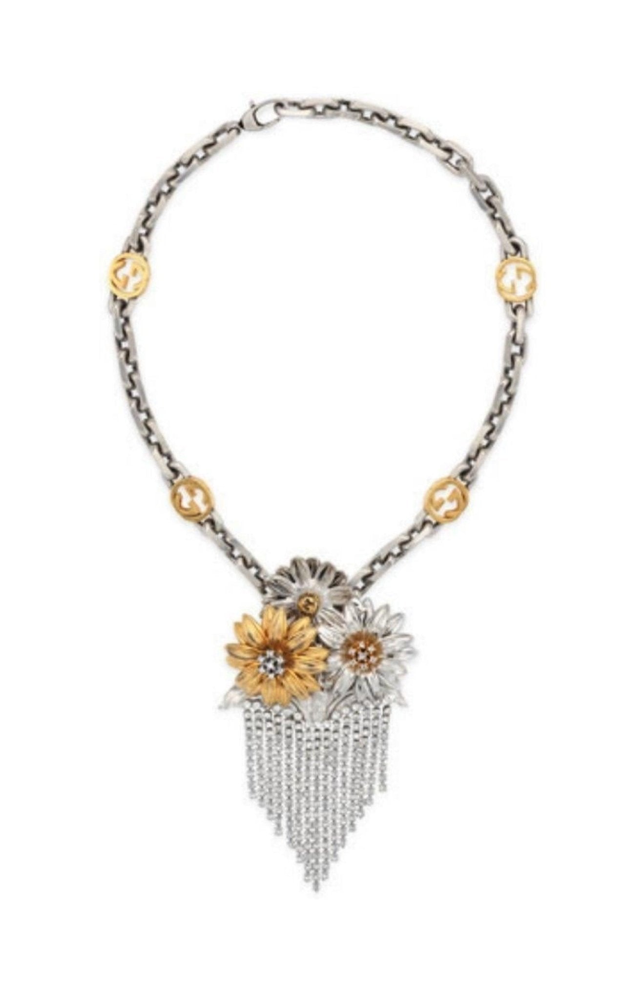 Gucci Floral Crystals Fringe Necklace - Runway Catalog