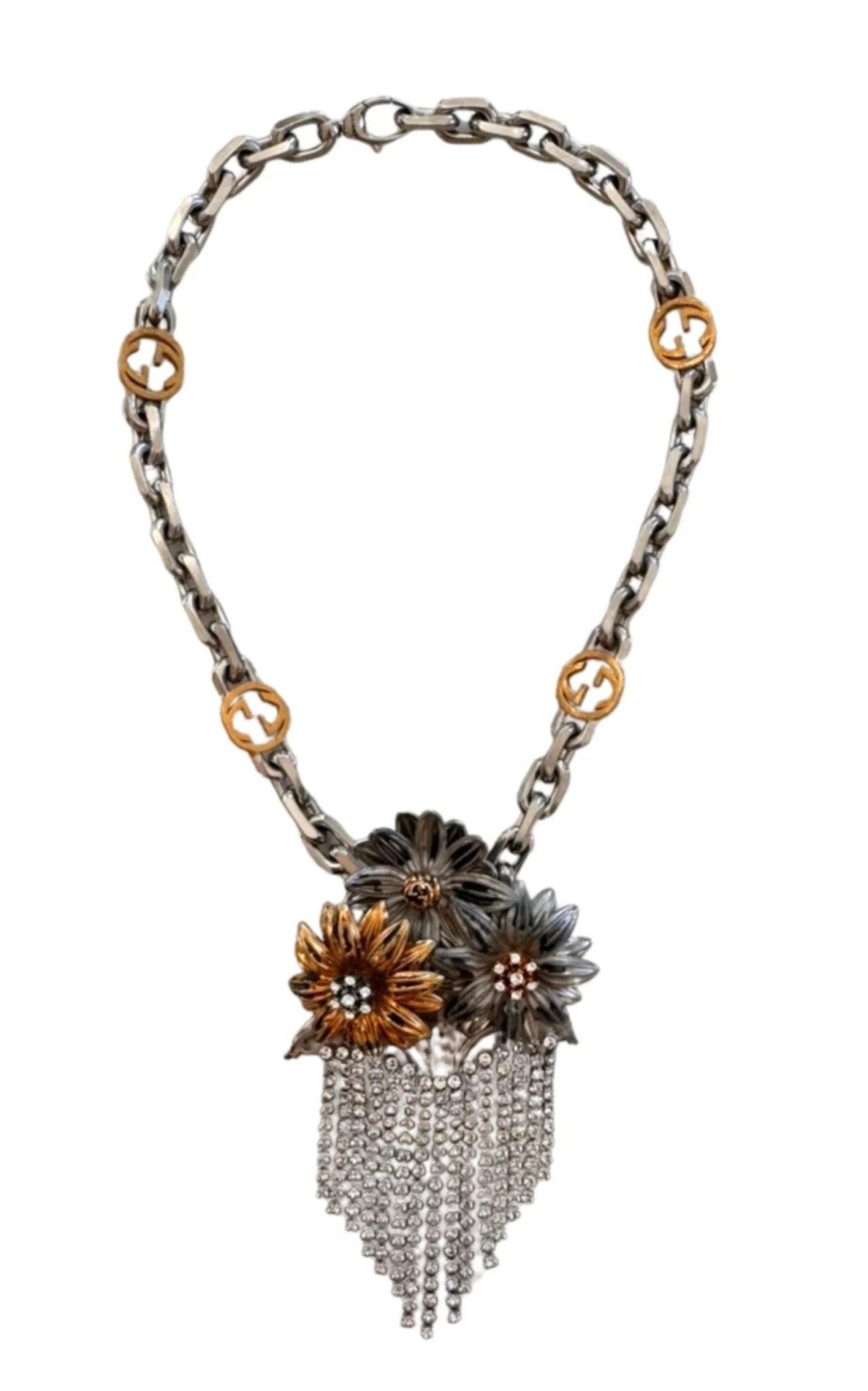 Gucci Floral Crystals Fringe Necklace - Runway Catalog