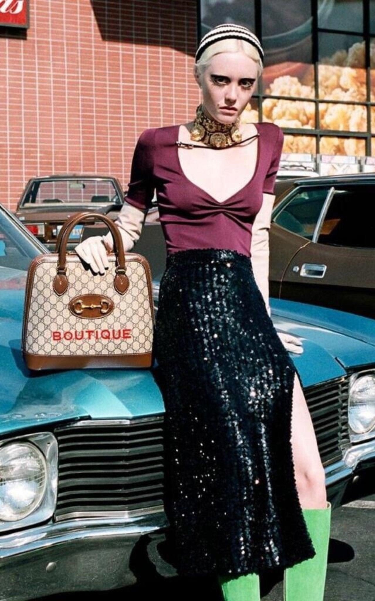 Gucci Front Slit Sequin Embroidered Skirt - Runway Catalog