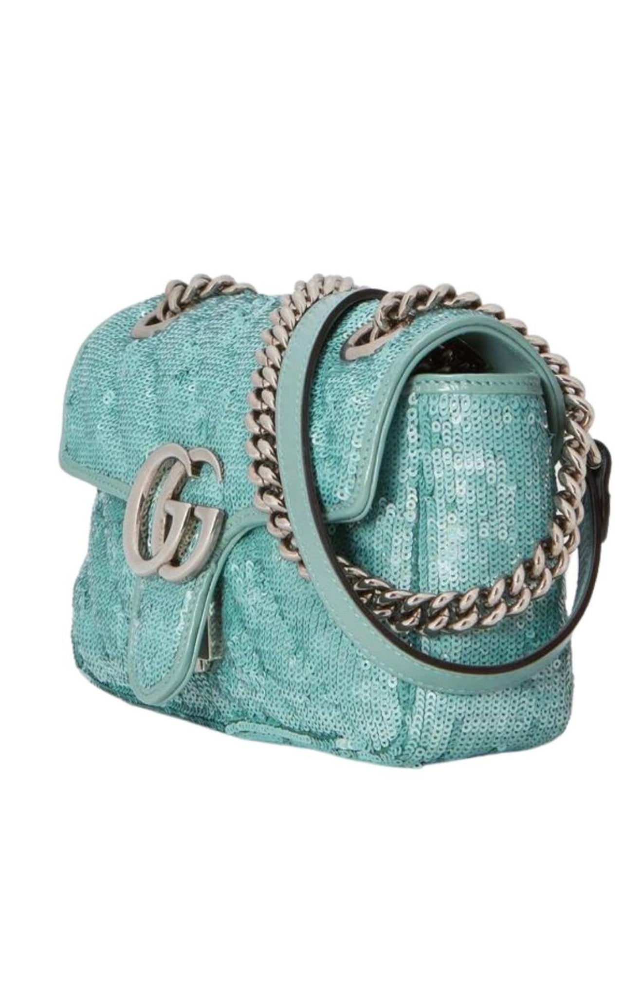 Gucci Green GG Marmont Mini Sequin Shoulder Bag - Runway Catalog