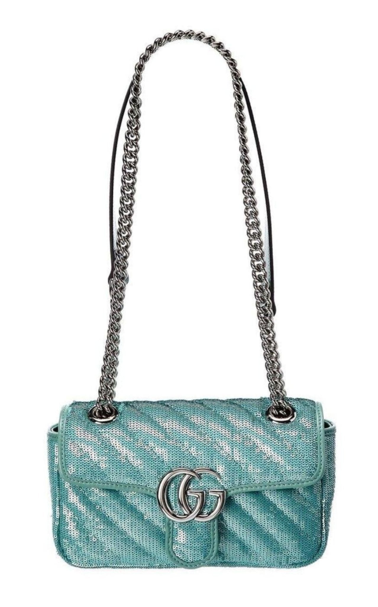 Gucci Green GG Marmont Mini Sequin Shoulder Bag - Runway Catalog