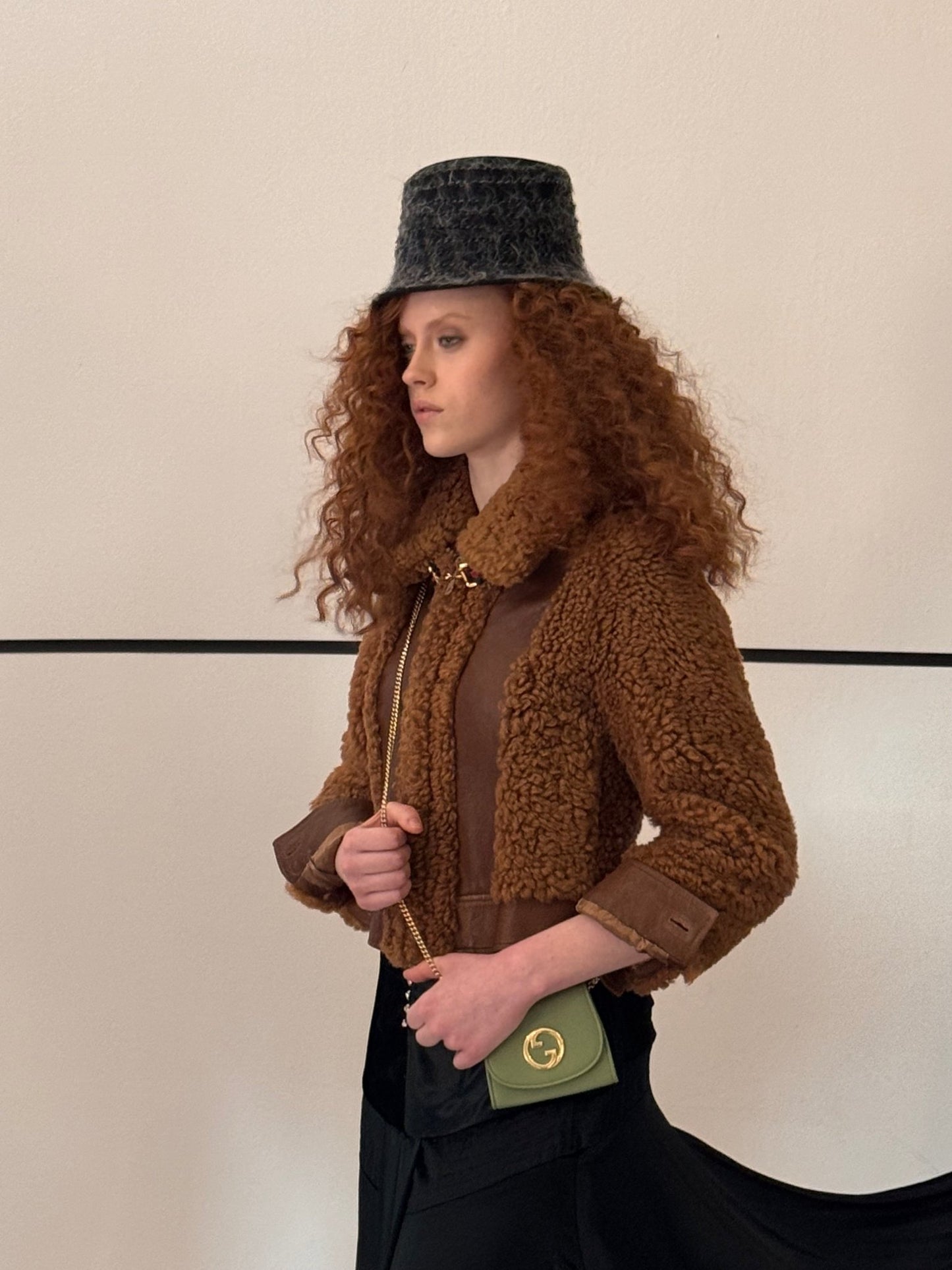 Gucci Gucci Curly Shearling & Lambskin Jacket in Chestnut - Runway Catalog