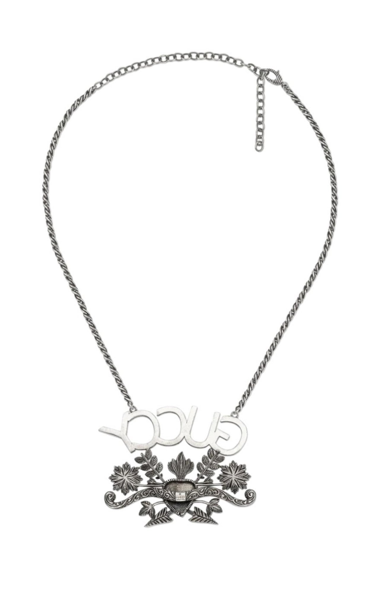 Gucci “GUCCY” Crystal Necklace in Silver - Runway Catalog