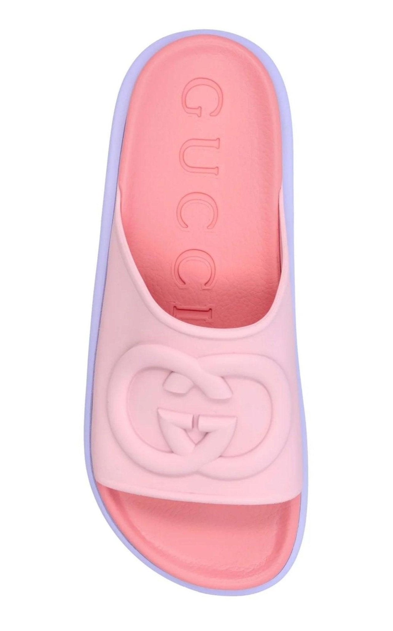 Gucci Miami GG - Embossed Pink Rubber Slides - Runway Catalog