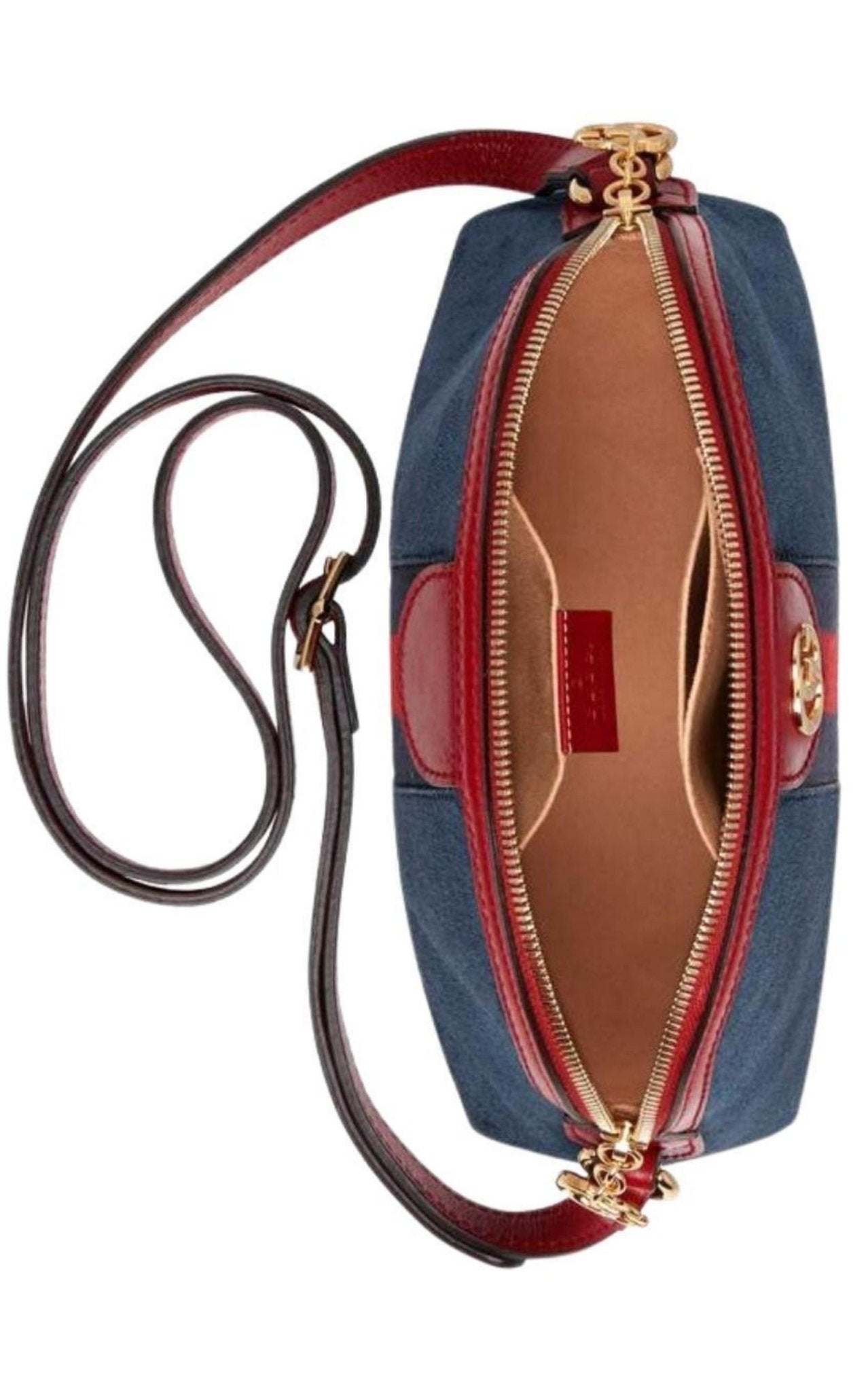 Gucci Navy Leather Suede Ophidia Shoulder Bag - Runway Catalog