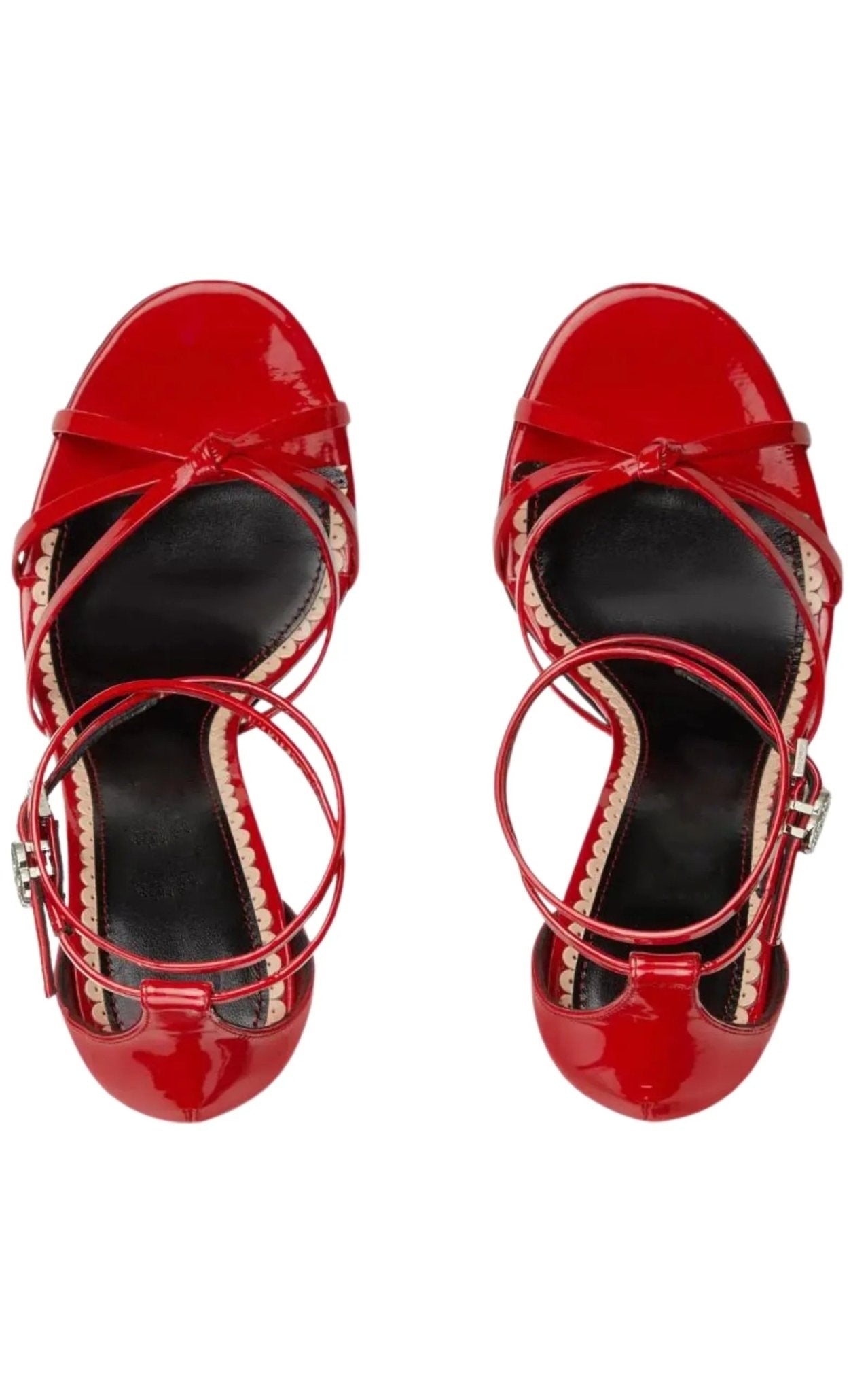 Gucci Red Patent Leather Sandals Double G Ankle Strap - Runway Catalog