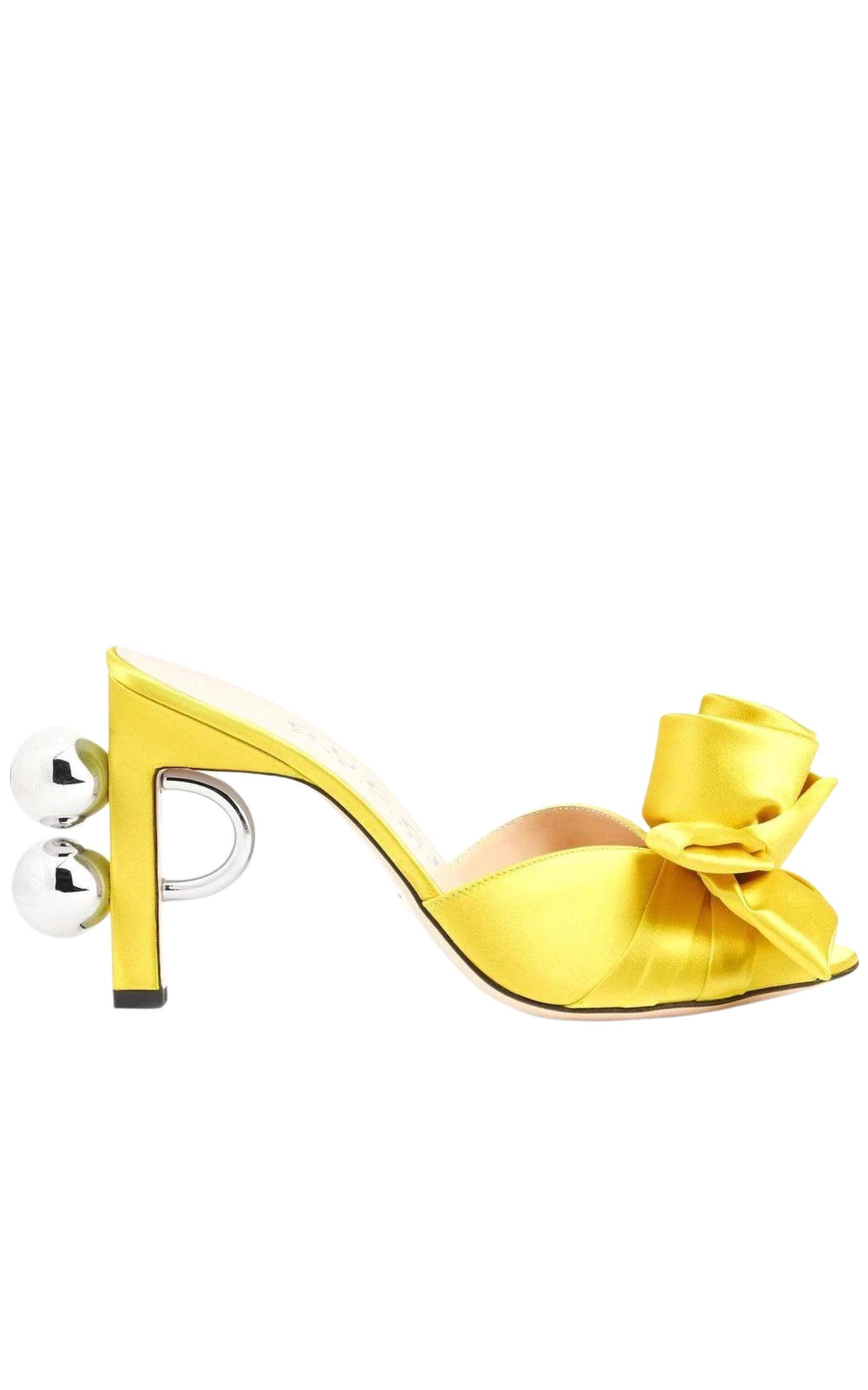 Gucci Shawana Satin Flower Mules in Yellow Runway Catalog