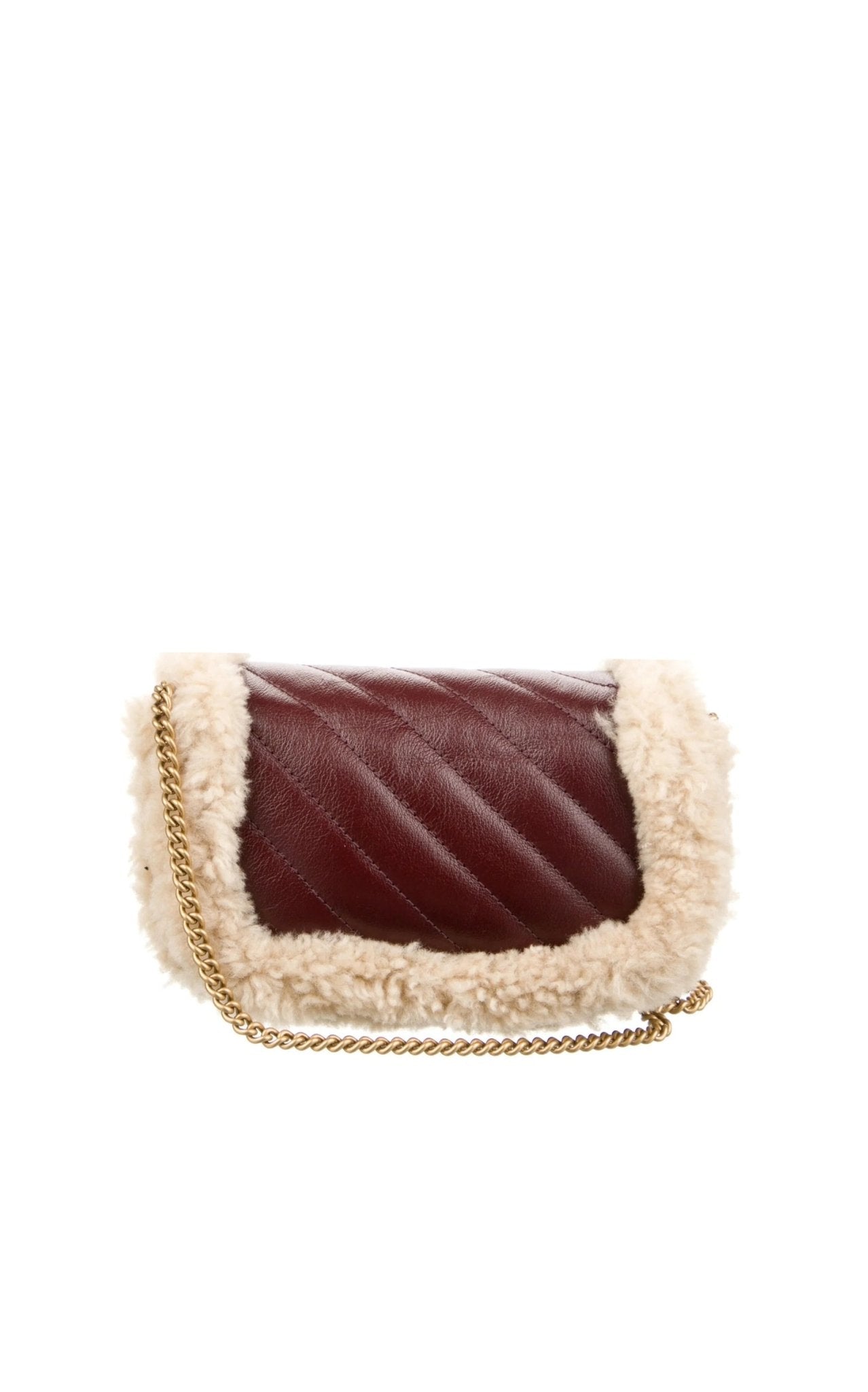 Gucci Shearling Trim Super Mini GG Marmont Shoulder Bag - Runway Catalog