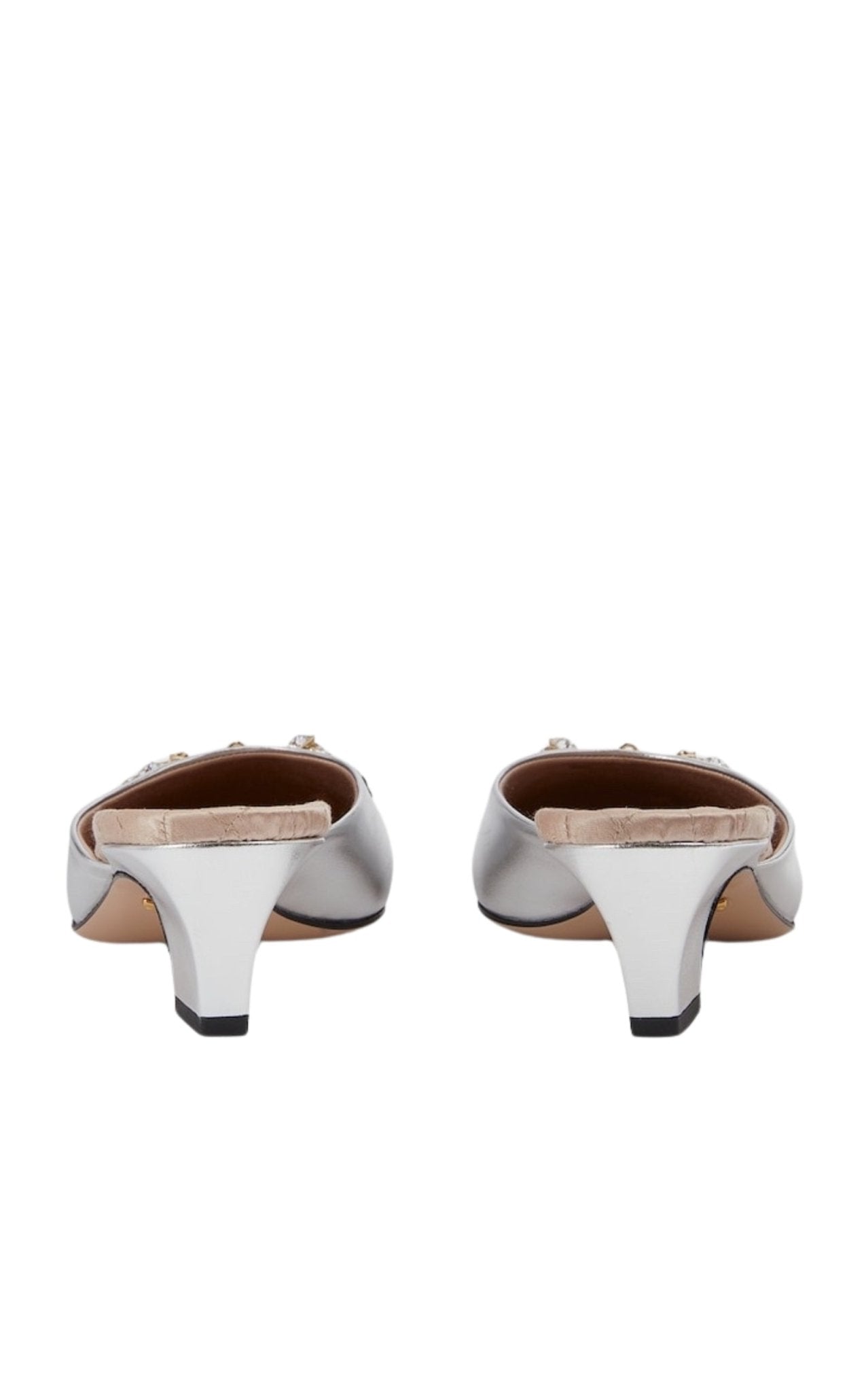 Gucci Silver Leather Horsebit Mules - Runway Catalog
