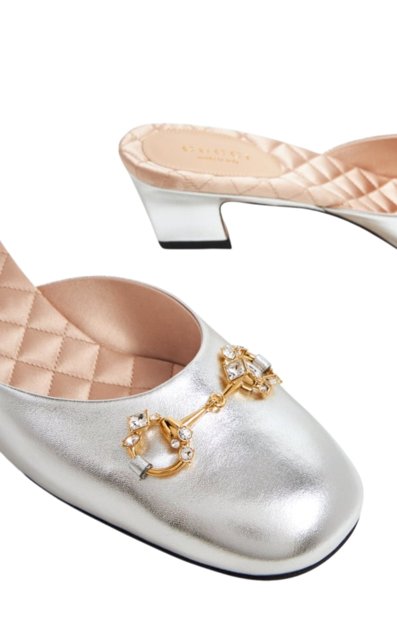 Gucci Silver Leather Horsebit Mules - Runway Catalog