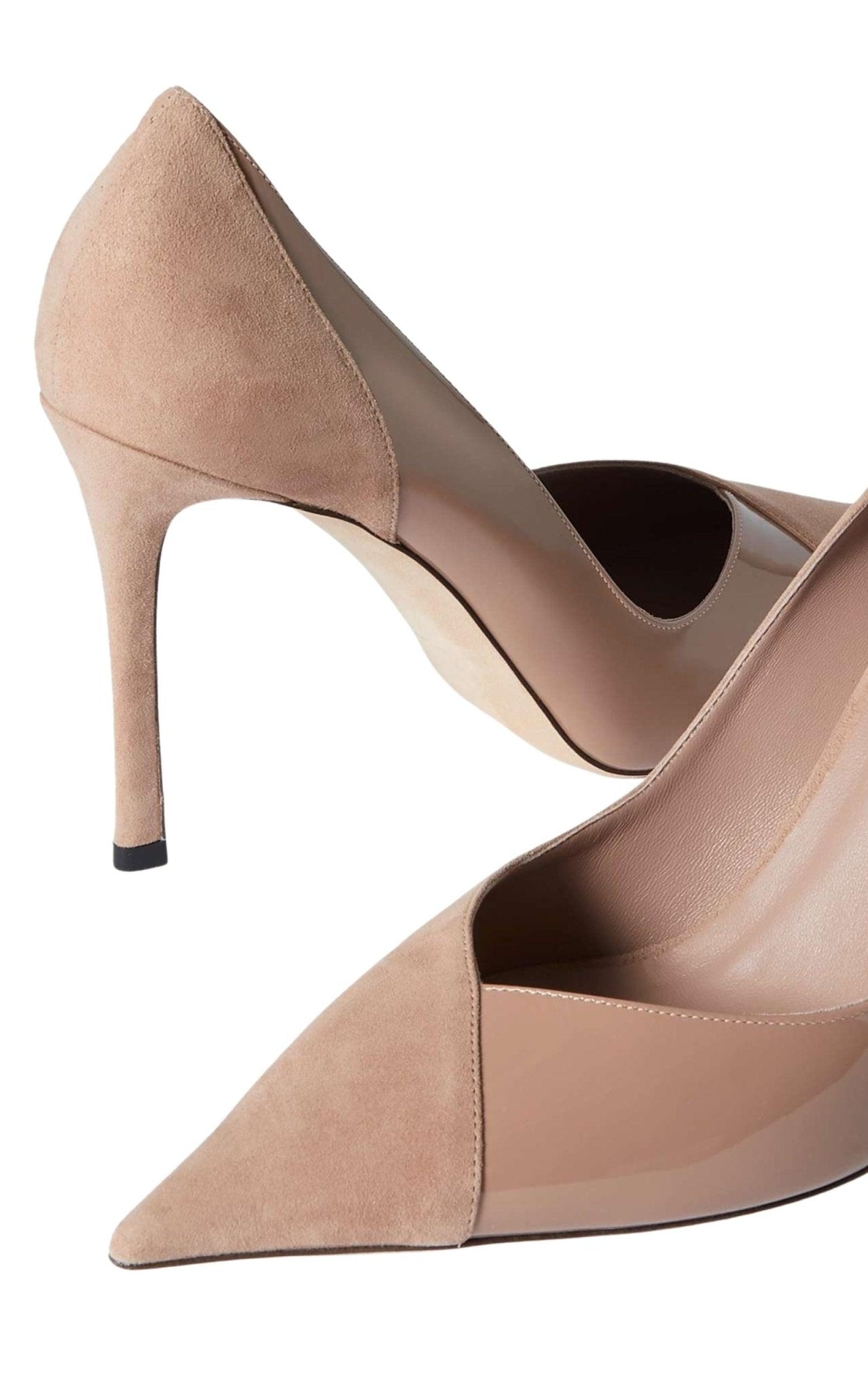 Jimmy Choo Cass 95 Suede and Patent Leather Pumps - Runway Catalog