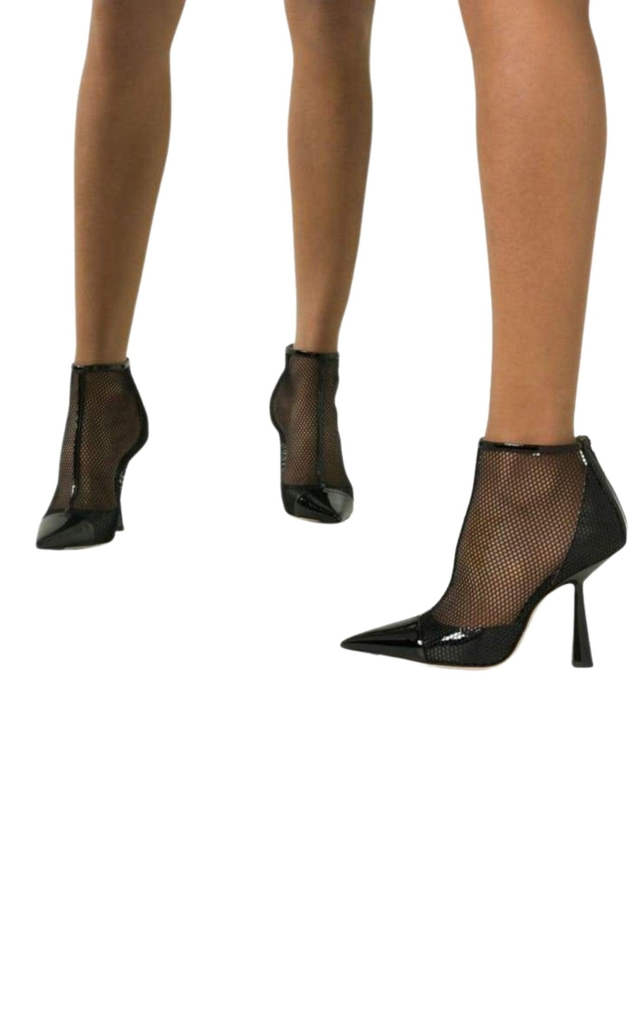 Jimmy Choo Kix 100 Fishnet Patent Leather Ankle Boots - Runway Catalog