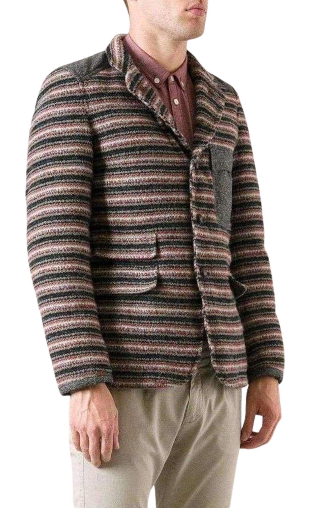 Junya Watanabe Junya Watanabe x Duvetica Padded Multi - Colored Wool Button - Up Jacket - Runway Catalog