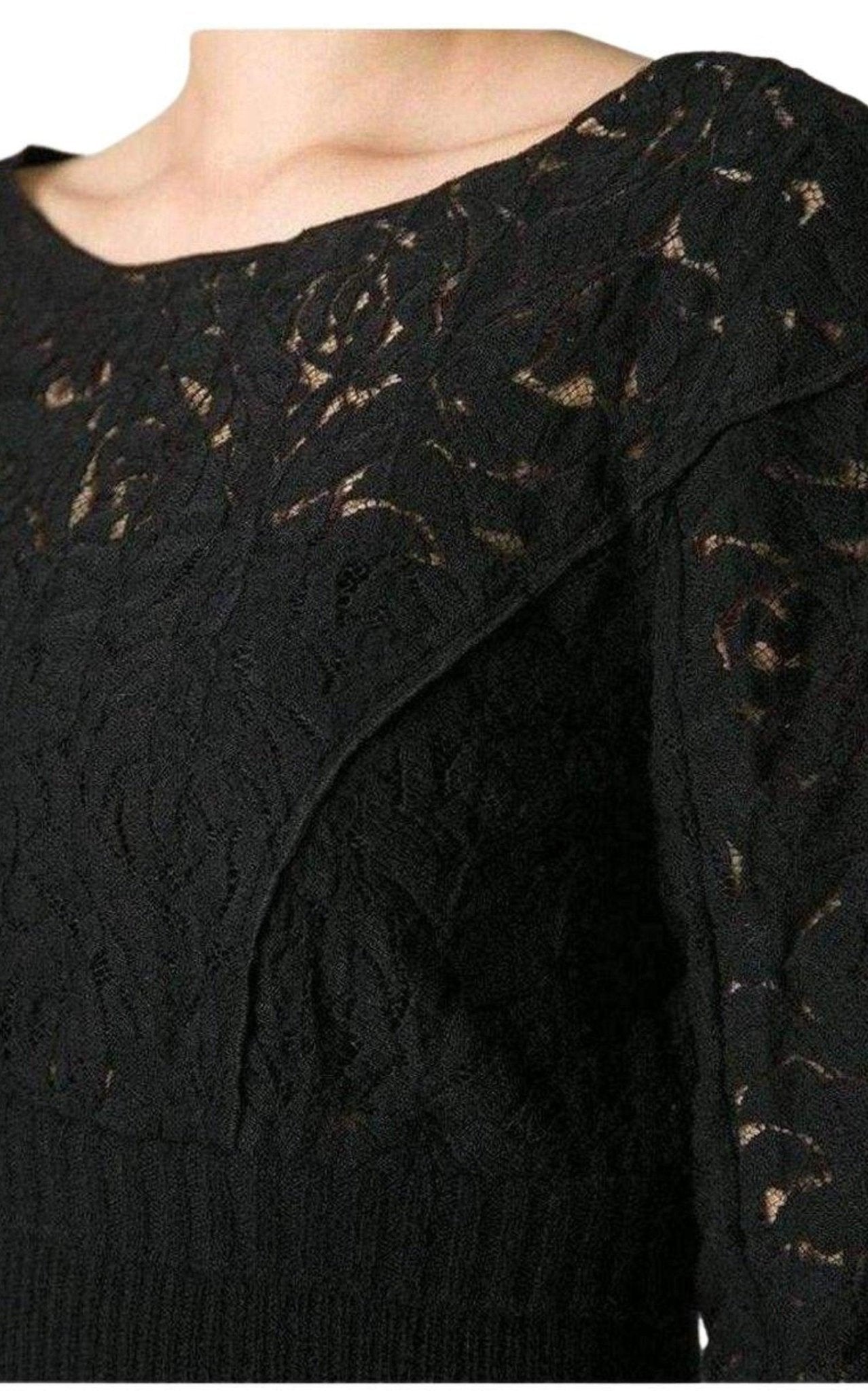 Nina Ricci Black Wool Blend Lace Sweater - Runway Catalog