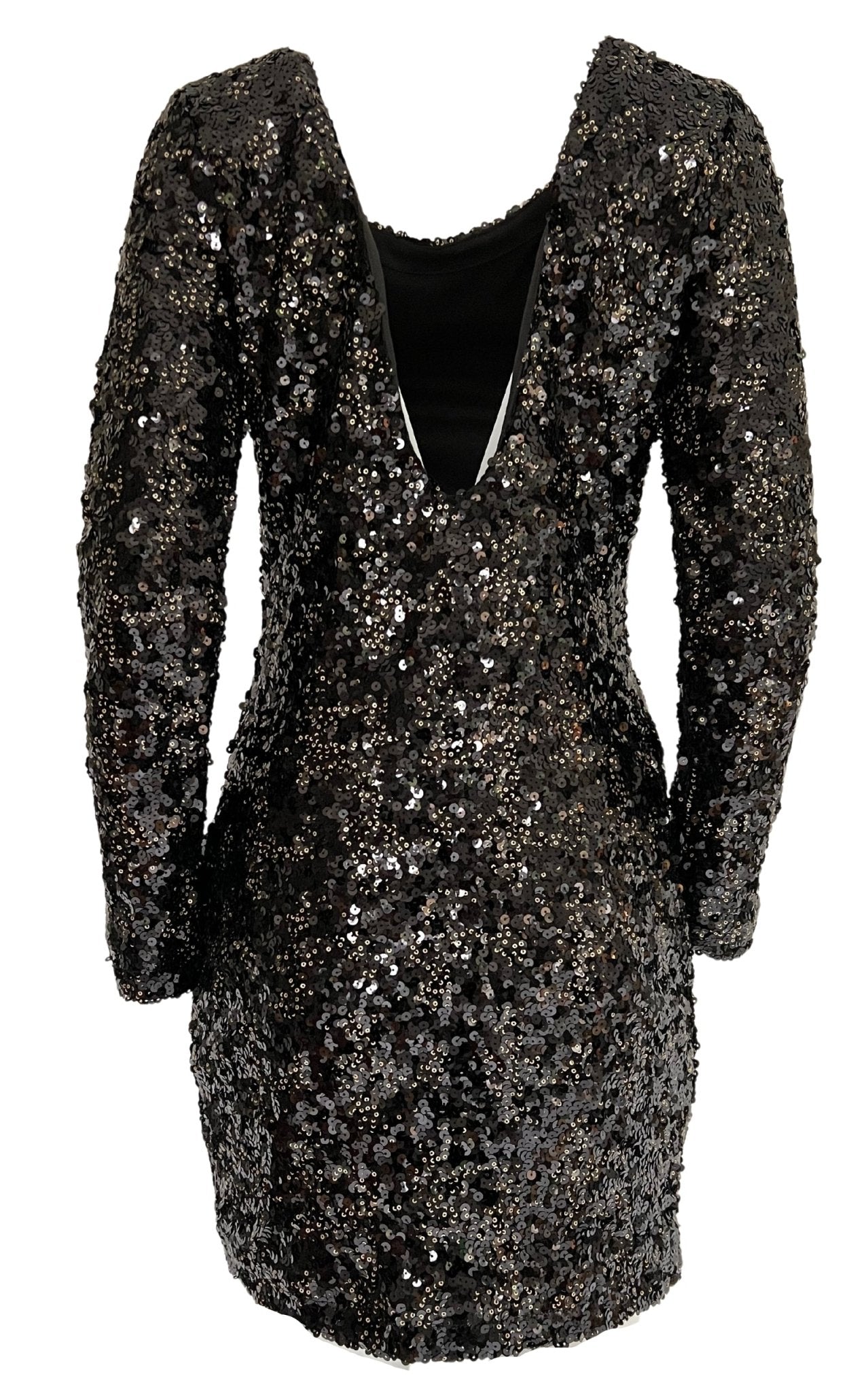 Soky & Soka Black Sequence Mini Dress with Open Back - Runway Catalog