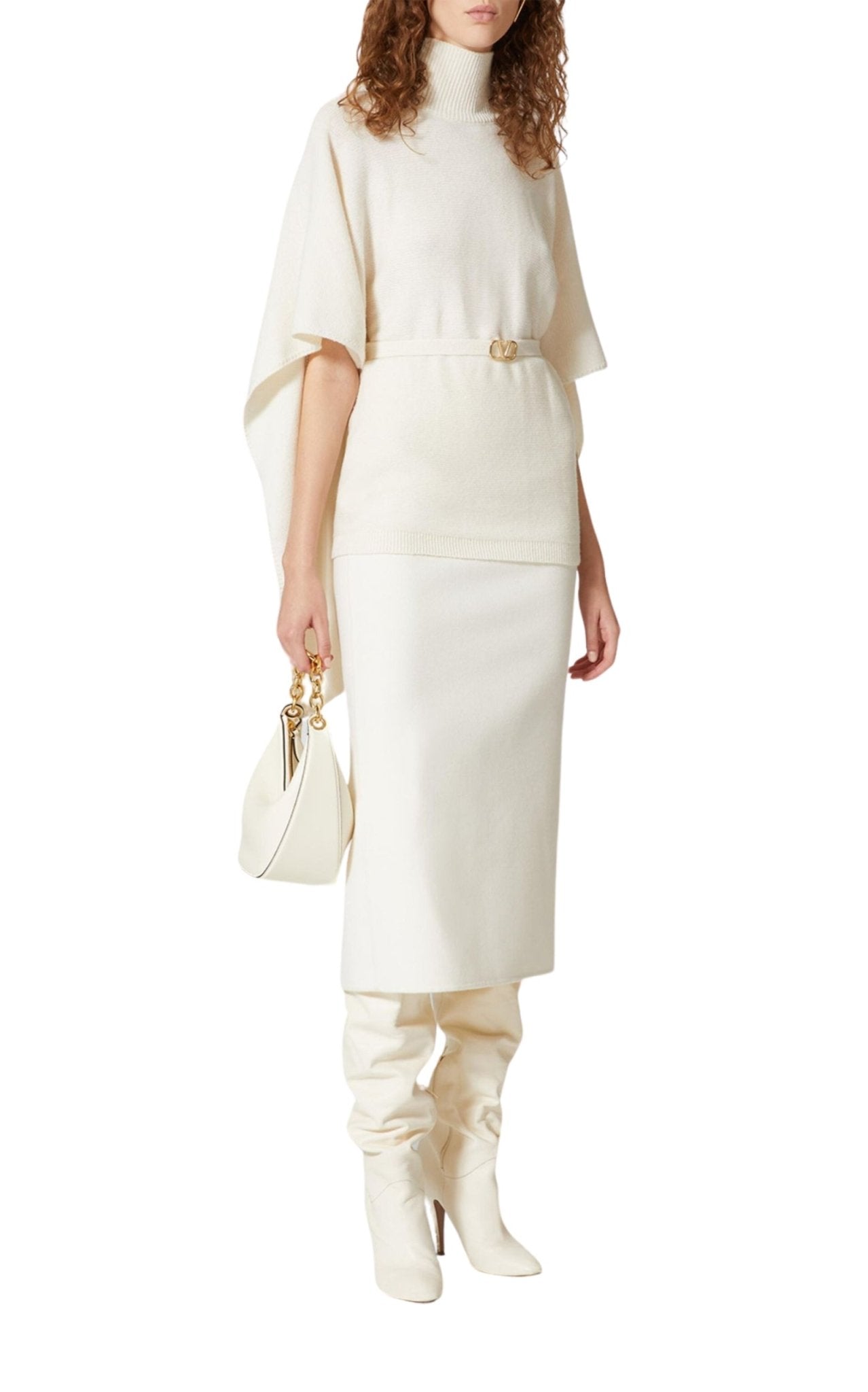 Valentino Caped Virgin Wool Turtleneck Sweater - Runway Catalog