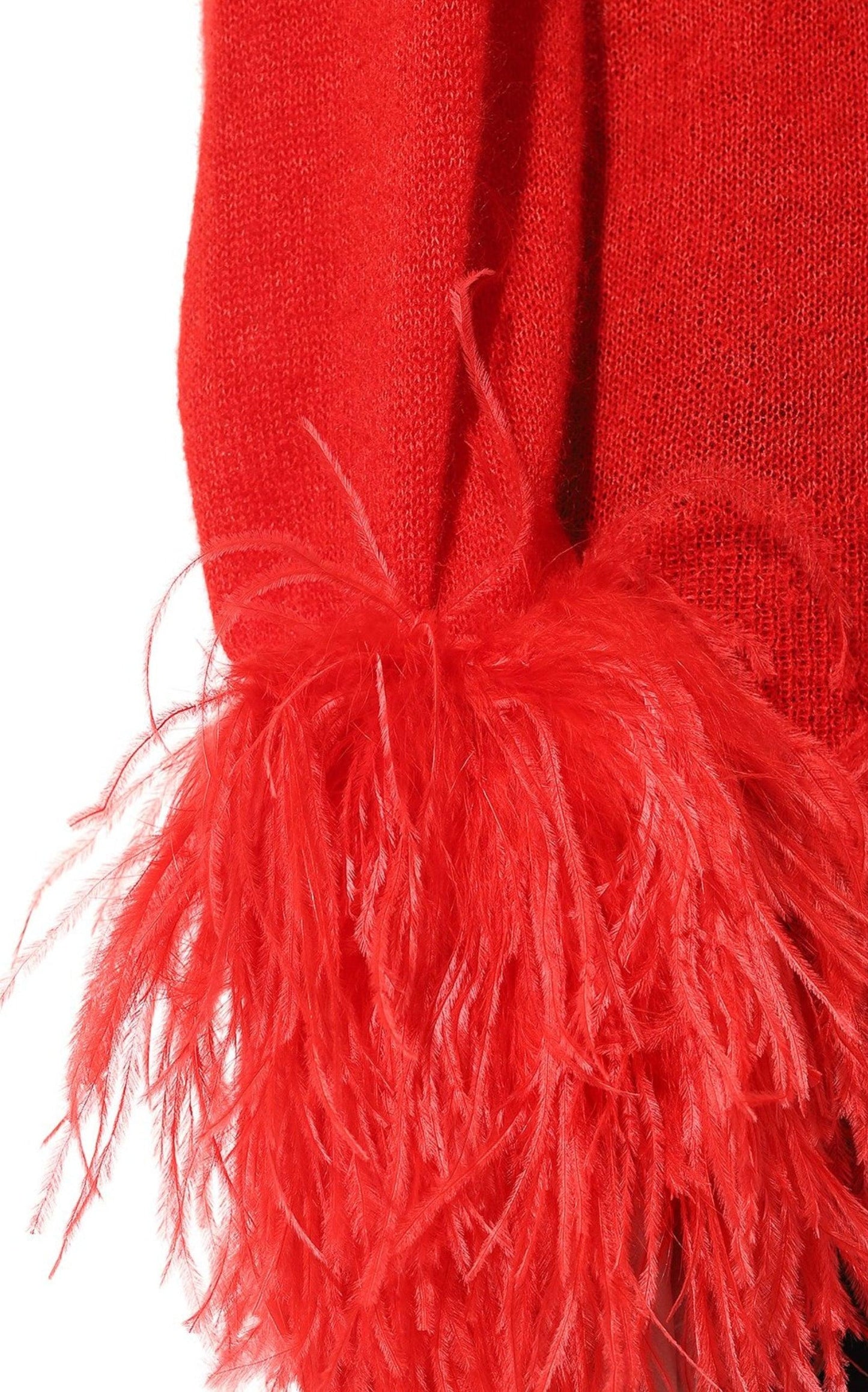 Red Feather Cuff Mohair Sweater-Sweaters & Sweatshirts-Gucci-S-Red-Mohair-Runway Catalog