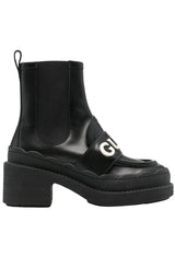 حذاء للكاحل بسلسلة G متشابكة باللون الأسود