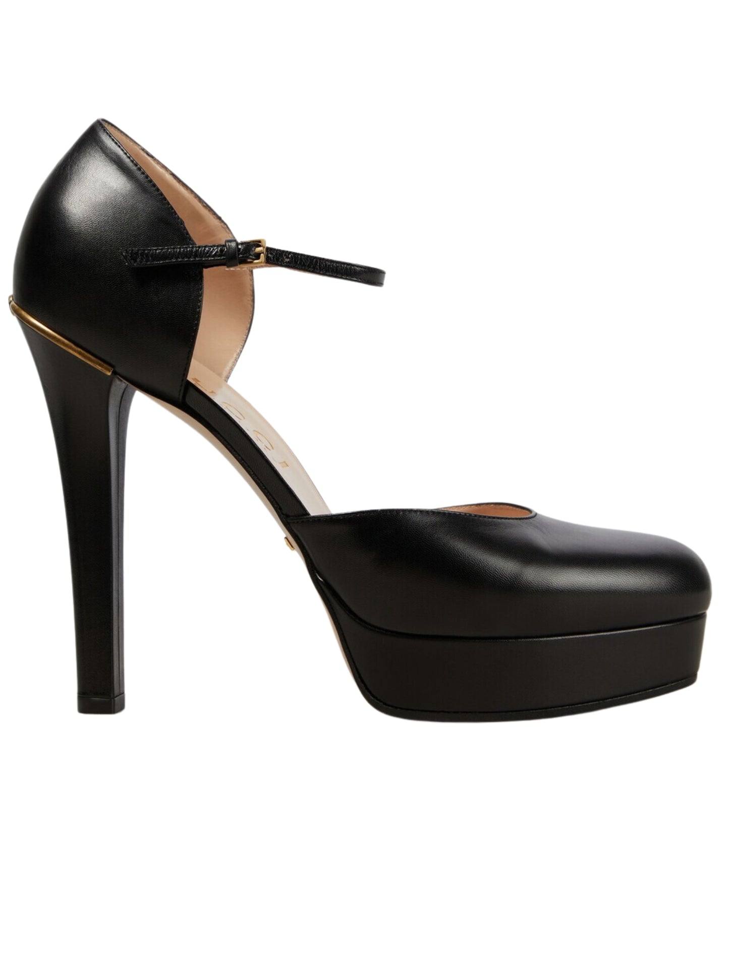 Black Leather Buckle Pumps