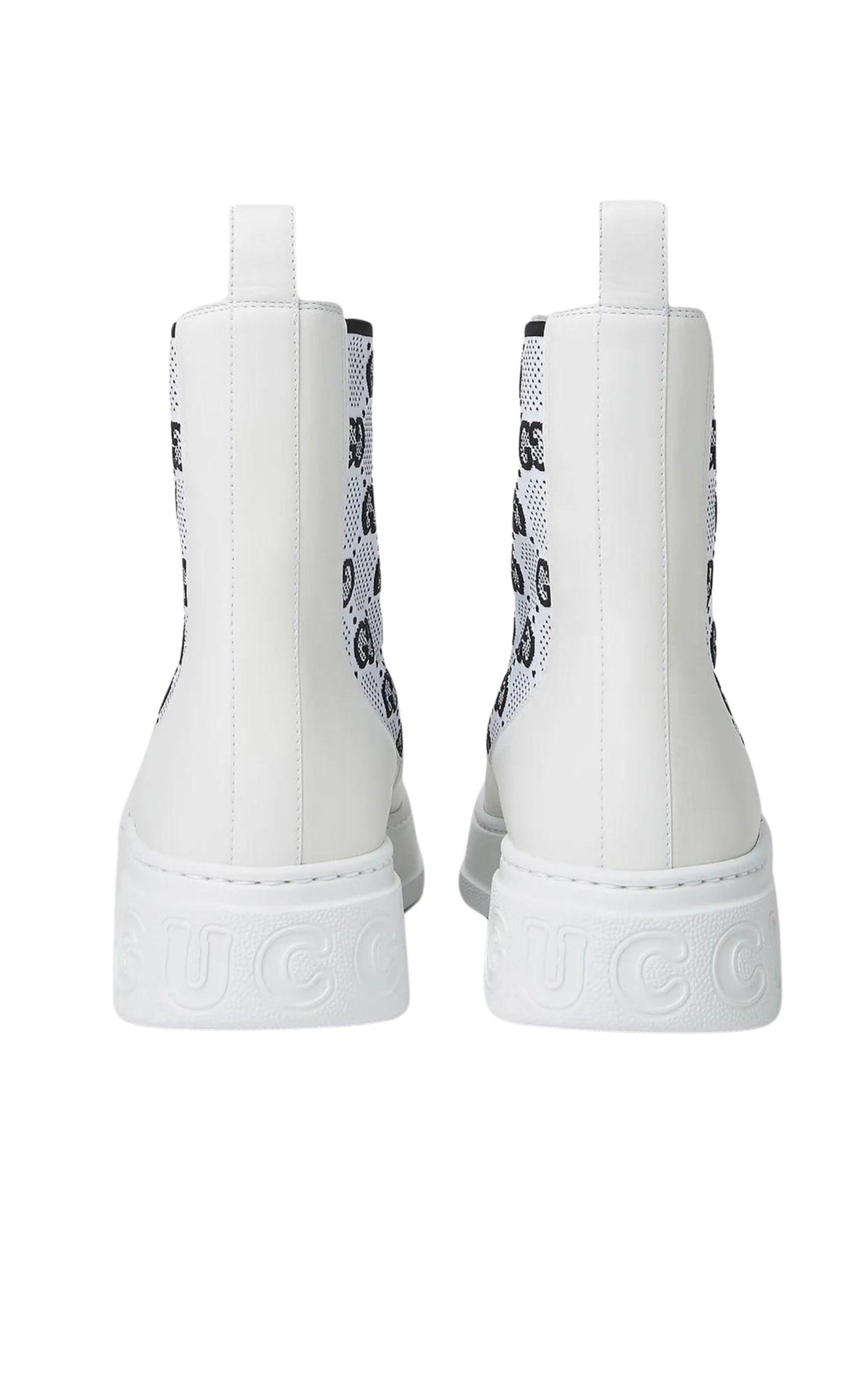 Gucci GG Supreme Panelled Chelsea Boots-Boots-Gucci-IT 37-White-Leather-Runway Catalog