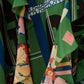 Robe en soie à volants et imprimé floral vert