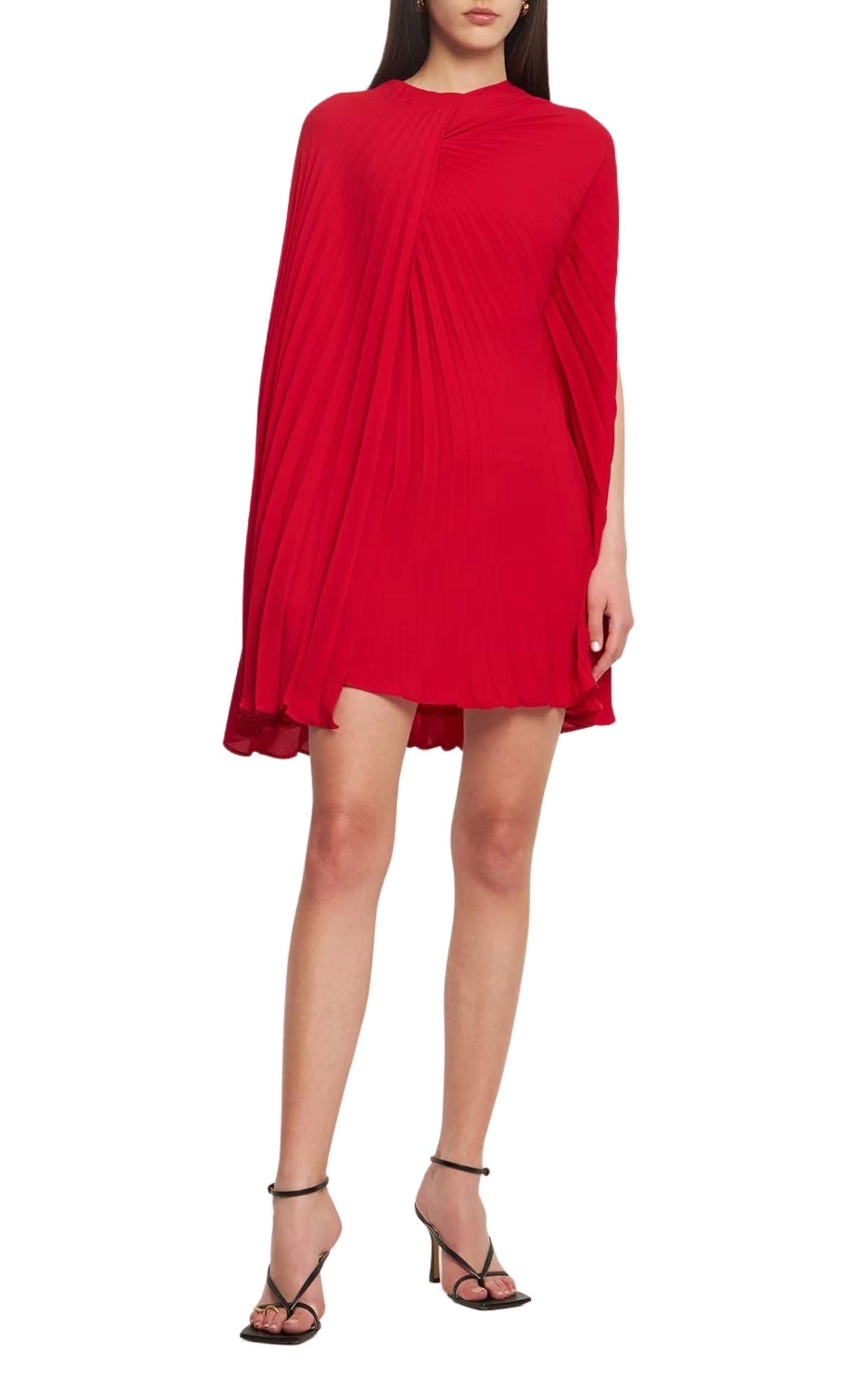  ValentinoCape-effect Pleated Silk-Georgette Mini Dress - Runway Catalog