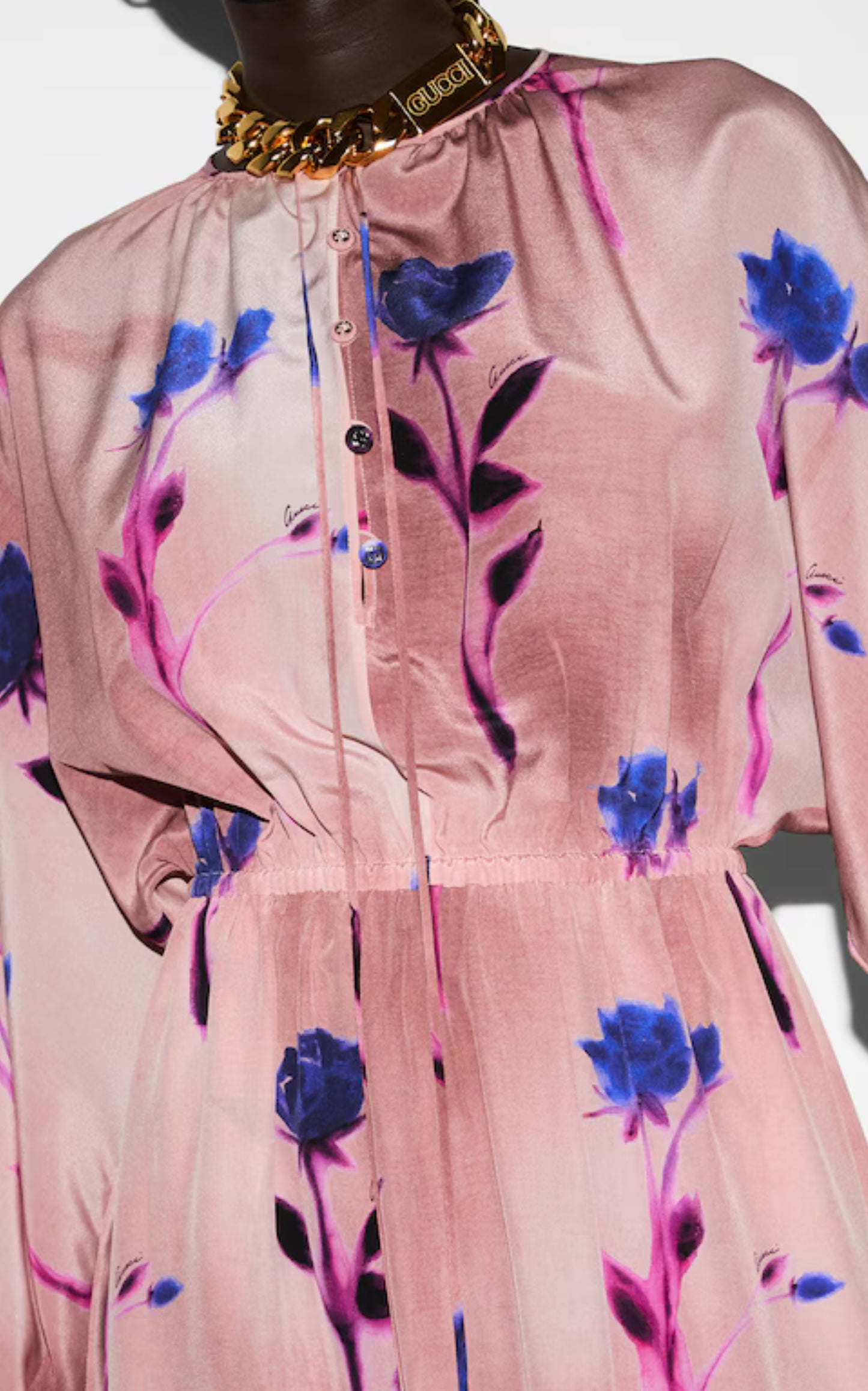 Silk Crepe De Chine Floral Print Dress