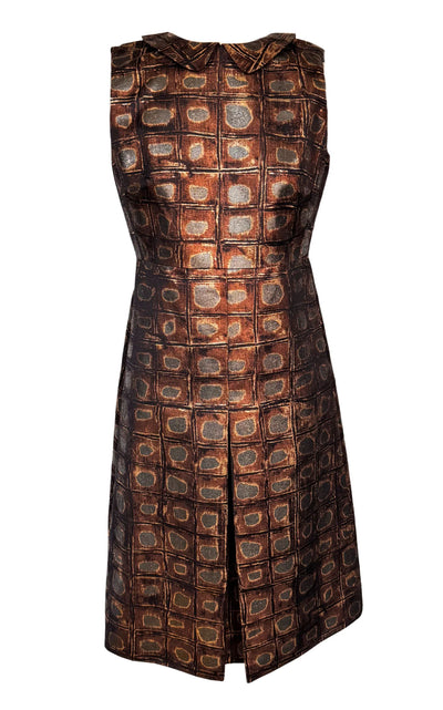 Rochas Printed Organdy Finished Dress in Gold