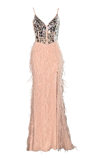 Mirror Fragment Corset Bodice Maxi Formal Gown Dress