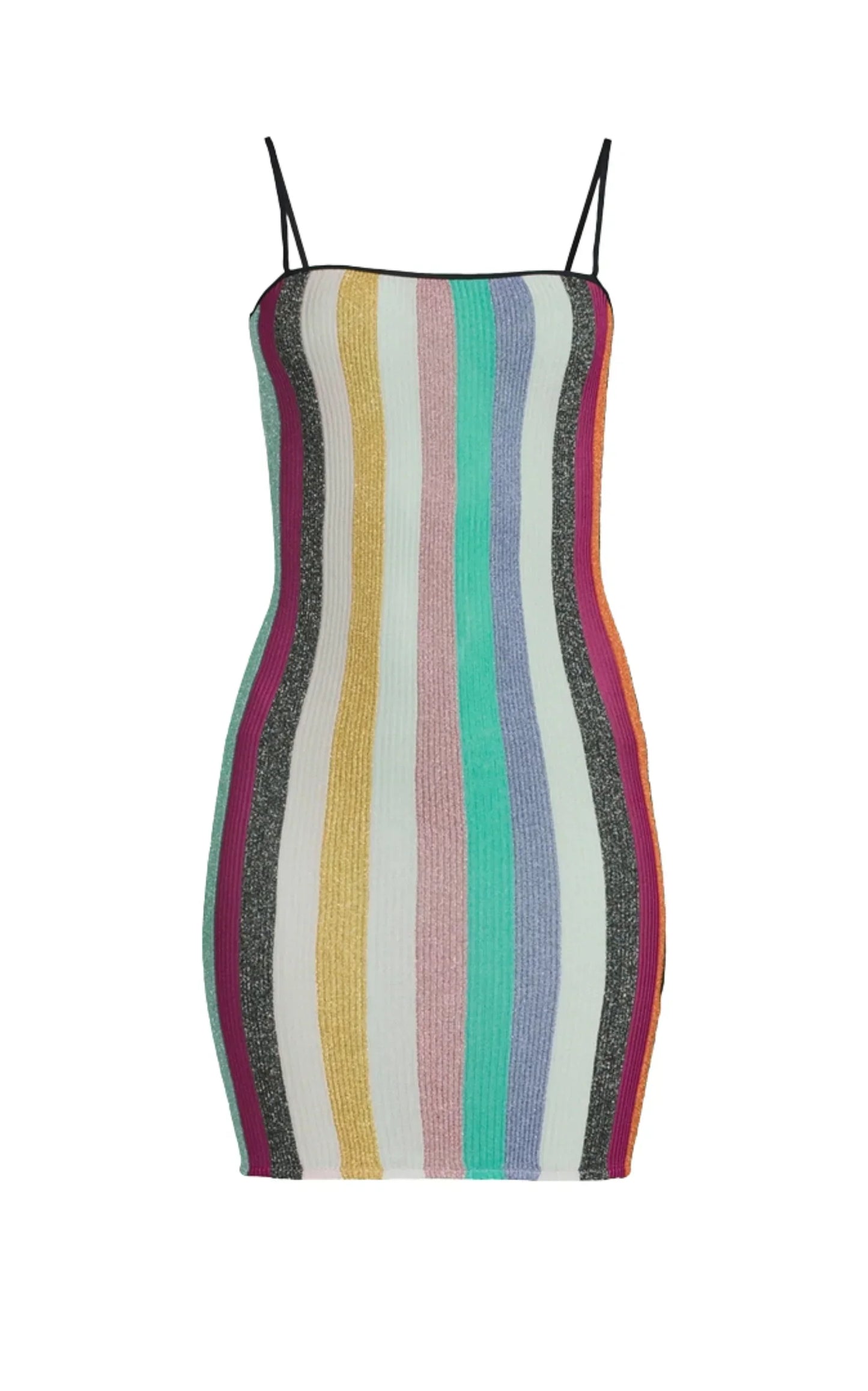 Short Sleeveless Lame Rib Knit Dress