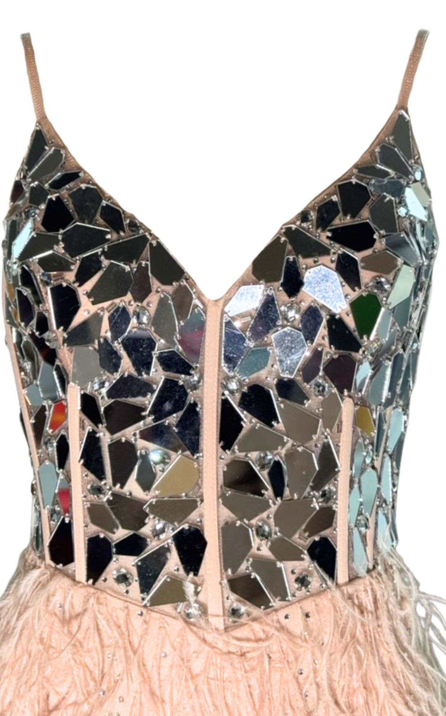 Mirror Fragment Corset Bodice Maxi Formal Gown Dress