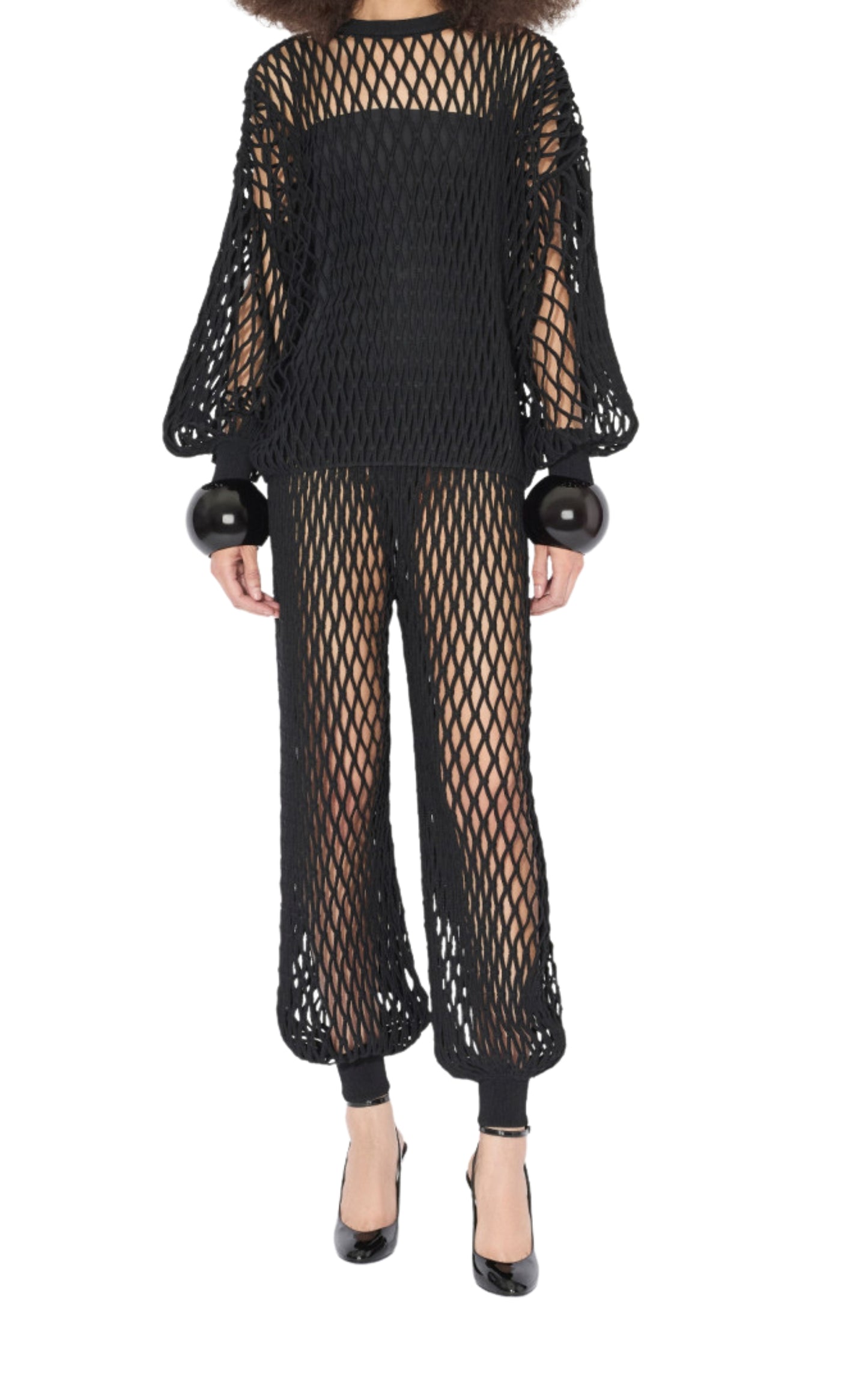 Black Macrame Fishnet Sweater