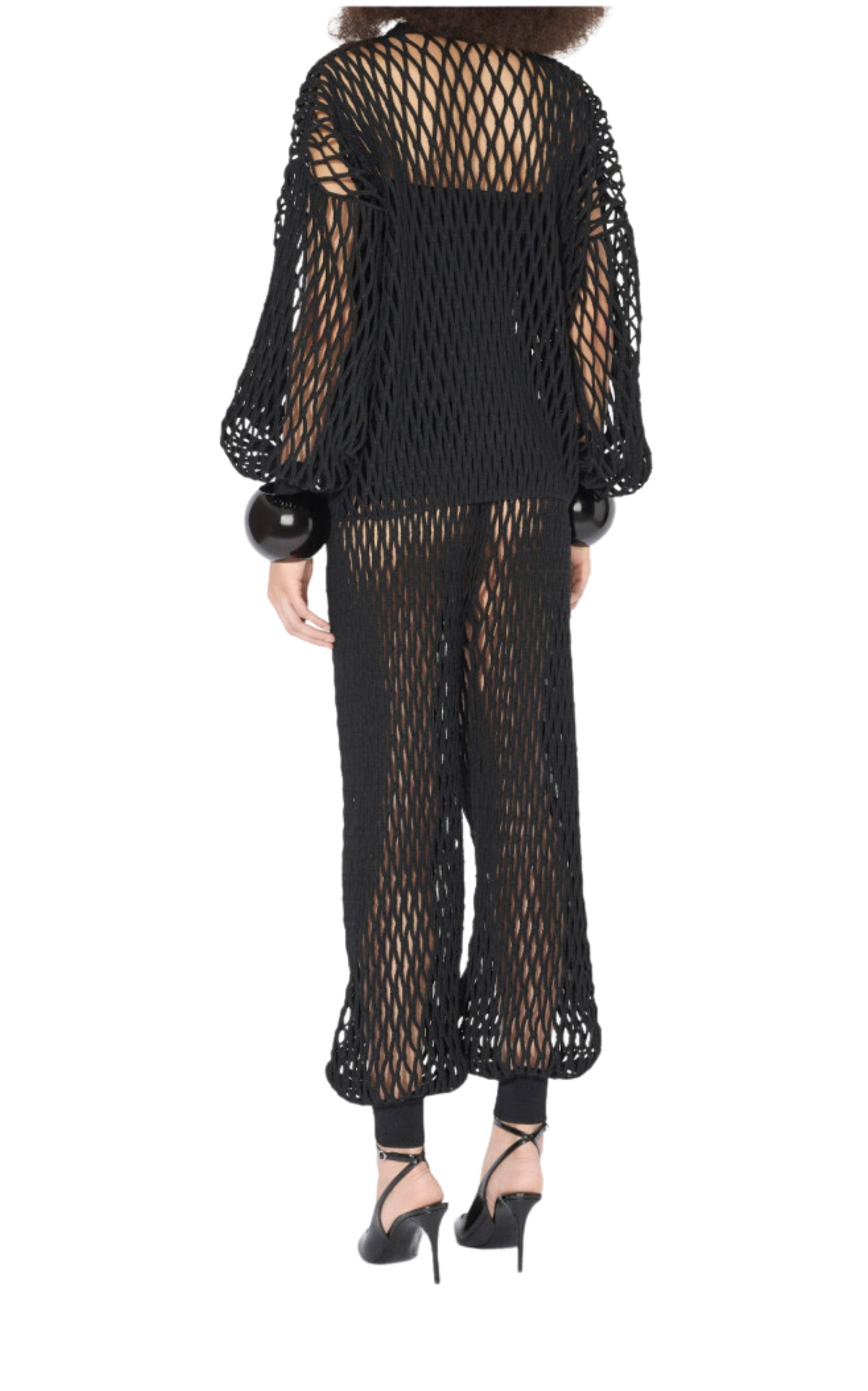 Black Macrame Fishnet Sweater