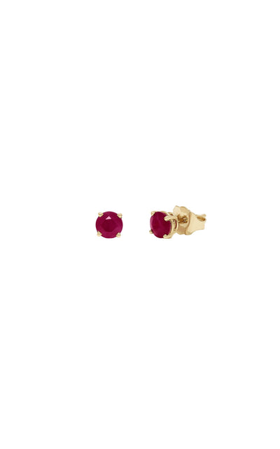 Ruby Royale 14K Yellow Gold Round Solitaire Ruby Stud Earrings, 1.14 TCW