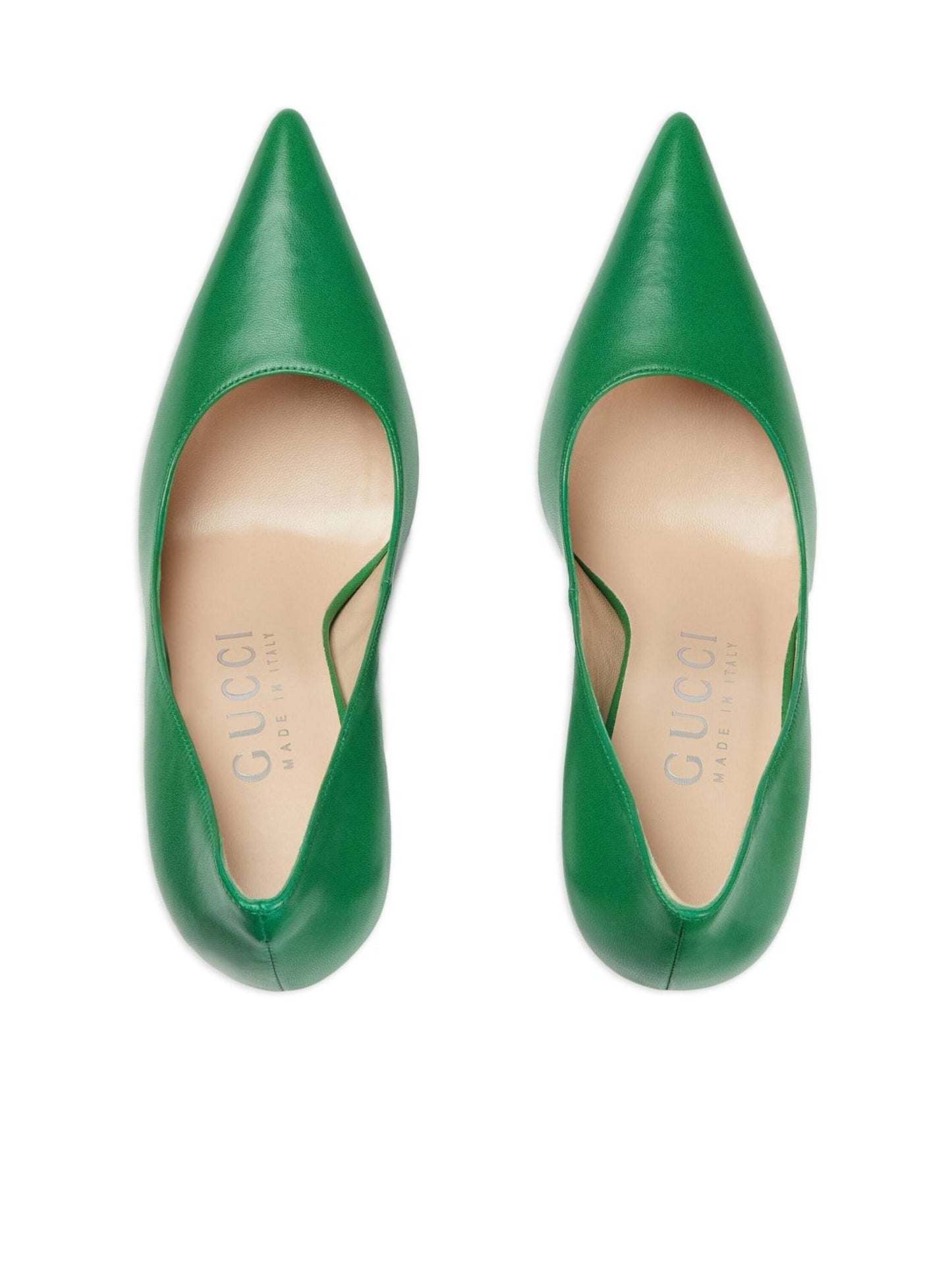 Pointed-toe 105mm Green Leather Pumps