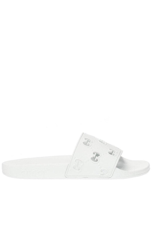 Weiße GG-Slide-Sandale