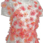 Pink Floral-appliqued Lace Midi Dress