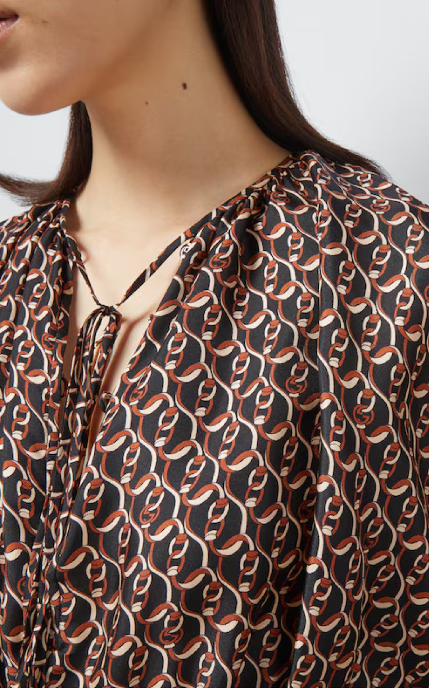 Interlocking G Chain Print Silk Dress