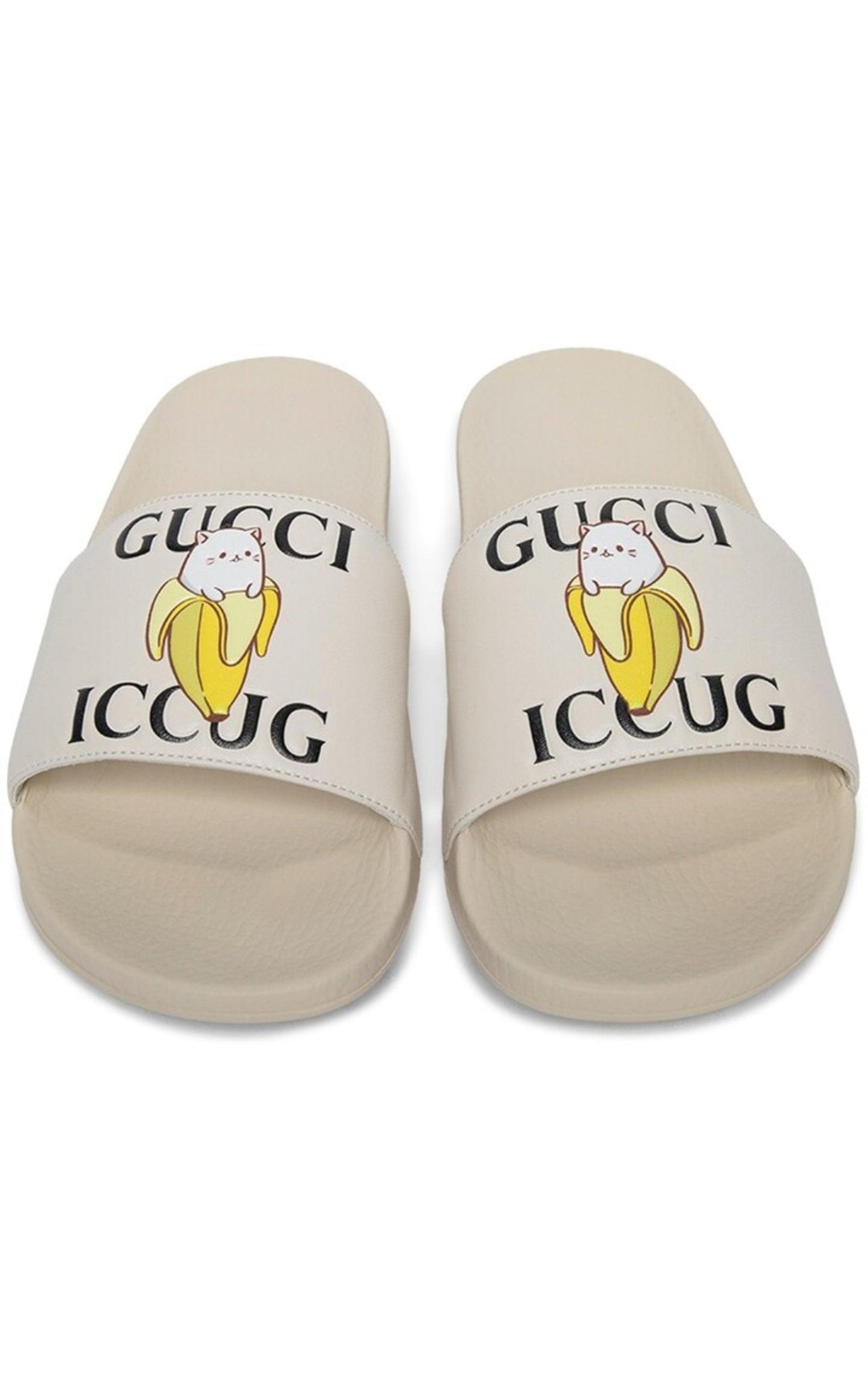 GucciX Bananya Logo-print Open-toe Slides - Runway Catalog