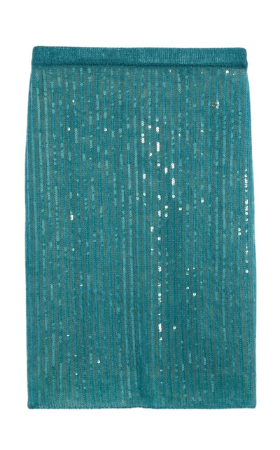 Mohair Silk Skirt With Interlocking G In Green